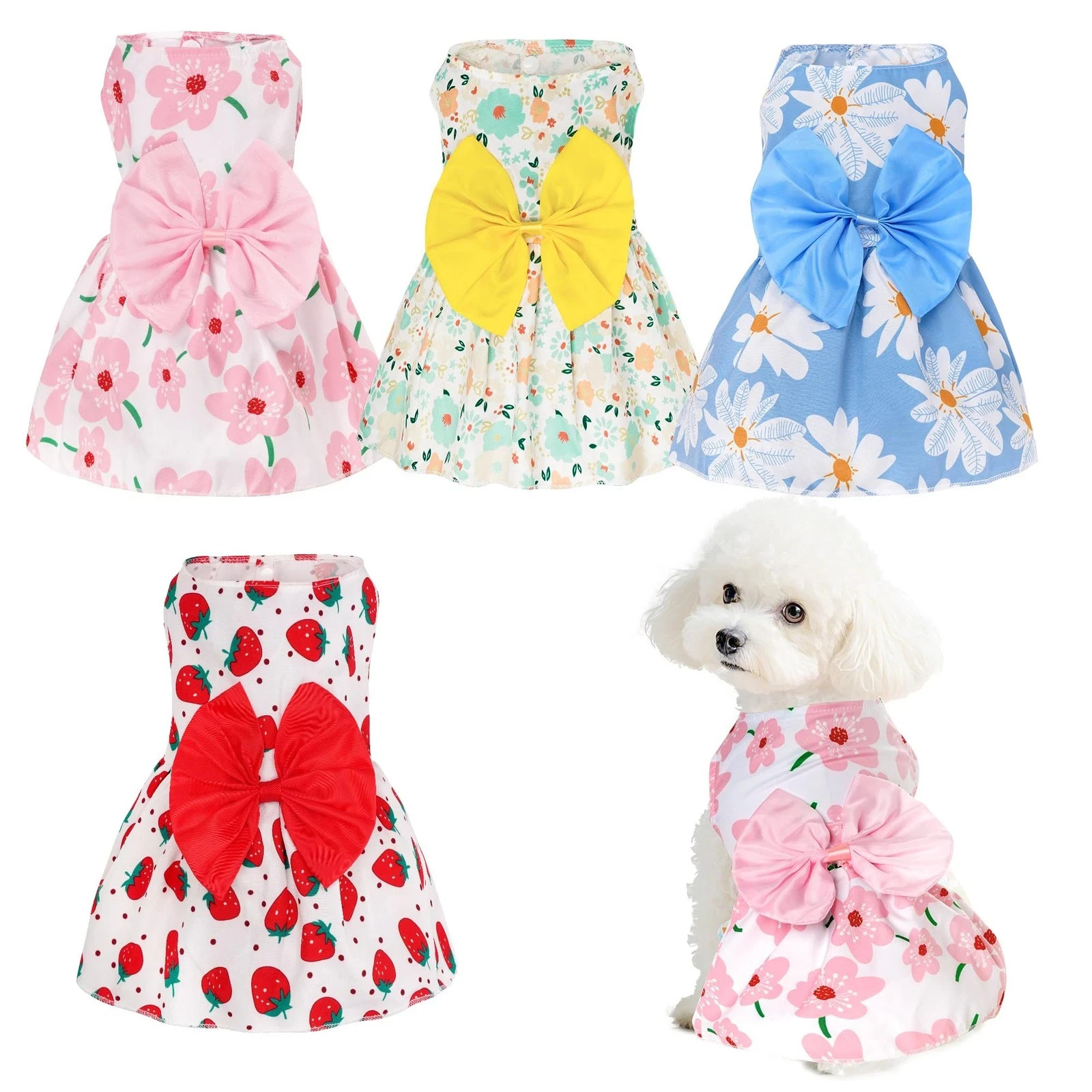 4pcs Cute Dog Dress Pet Dress Puppy Skirt Summer Pet Clothes for Puppy medium...