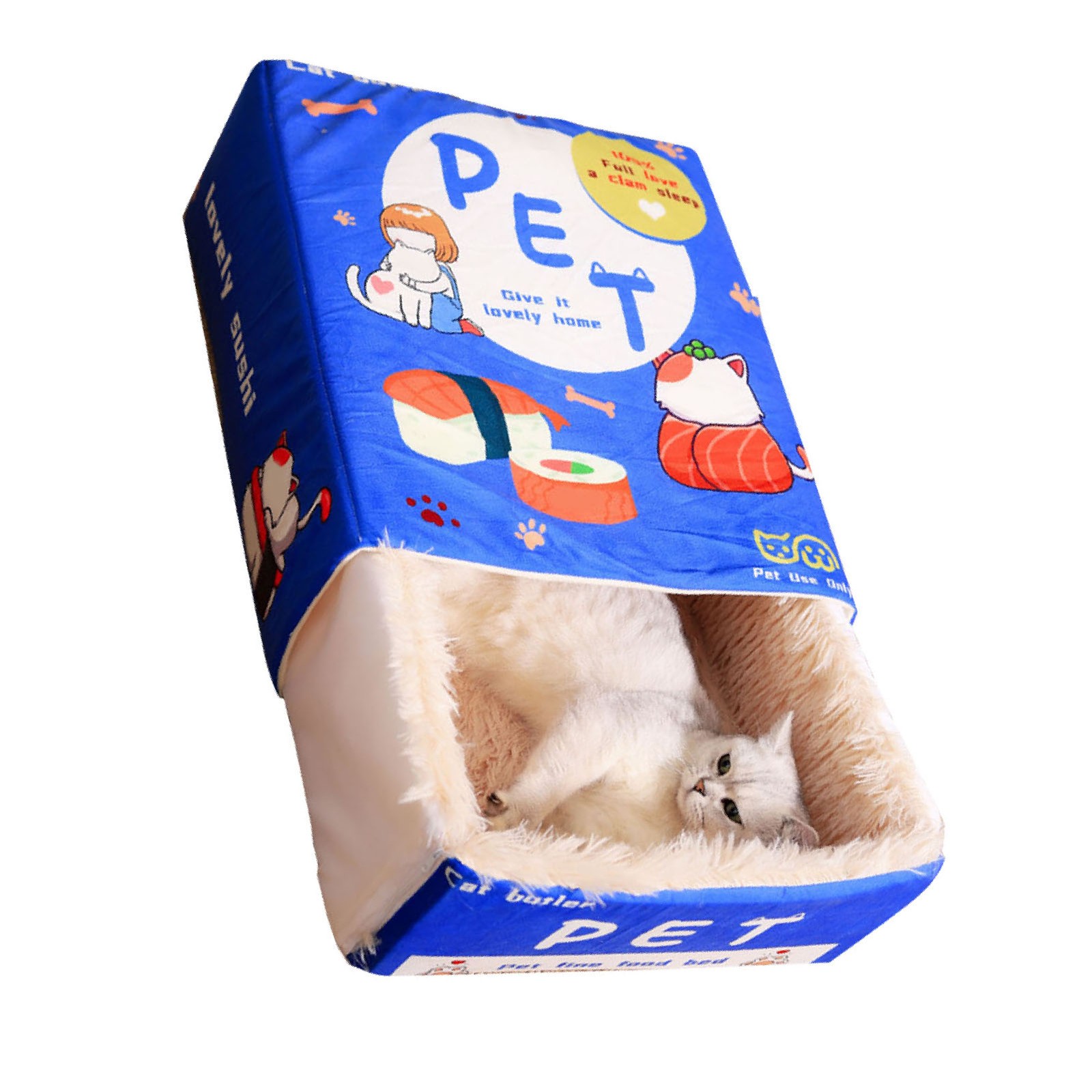 Cartoon Pet Bed Ventilated Cute Pet Bed Warm Snack Box Cat House Decorative For