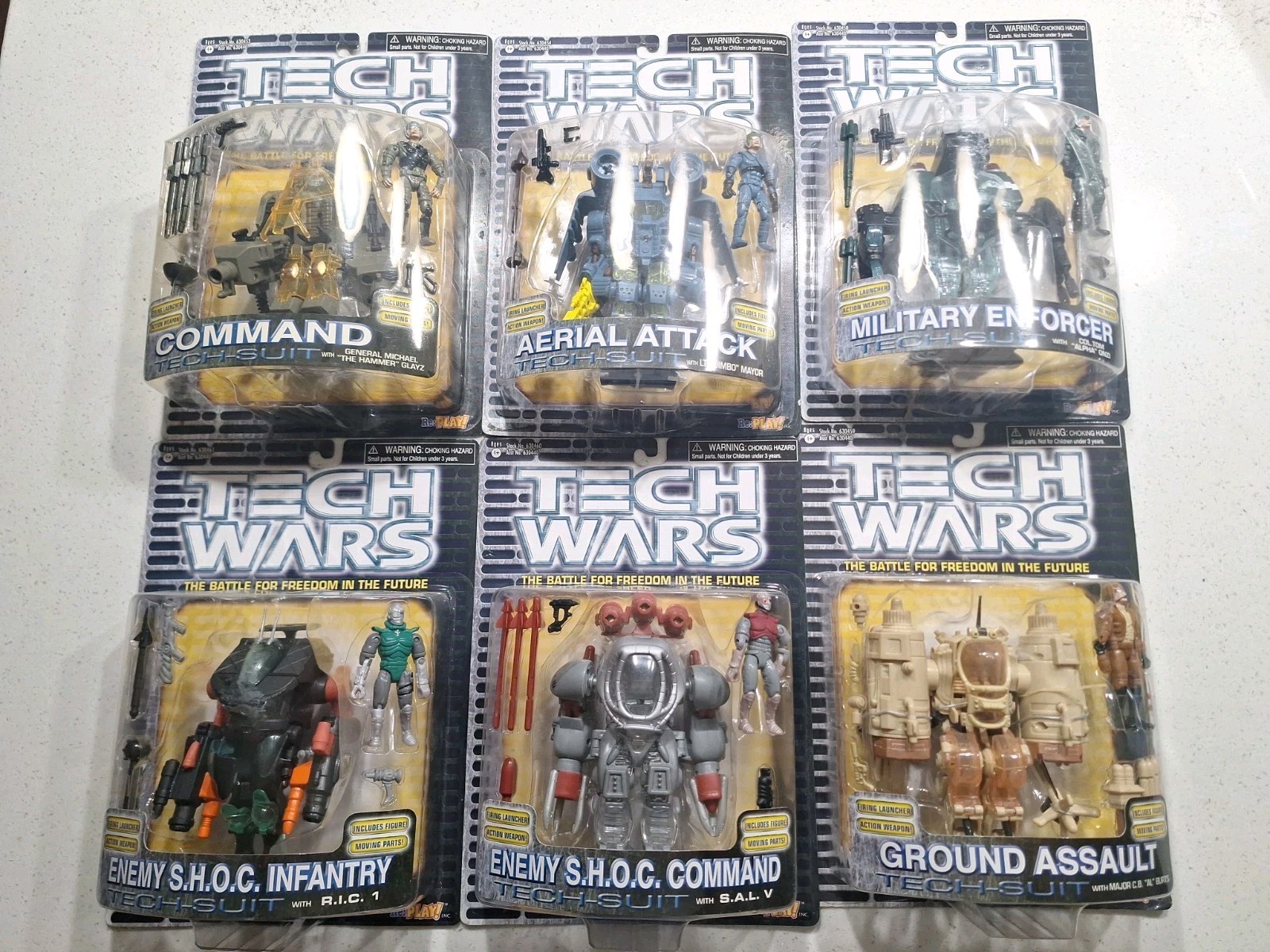 Tech Wars Complete Set Of 6 NIB Infantry, Command, Aerial, Ground, Enforcer WOW