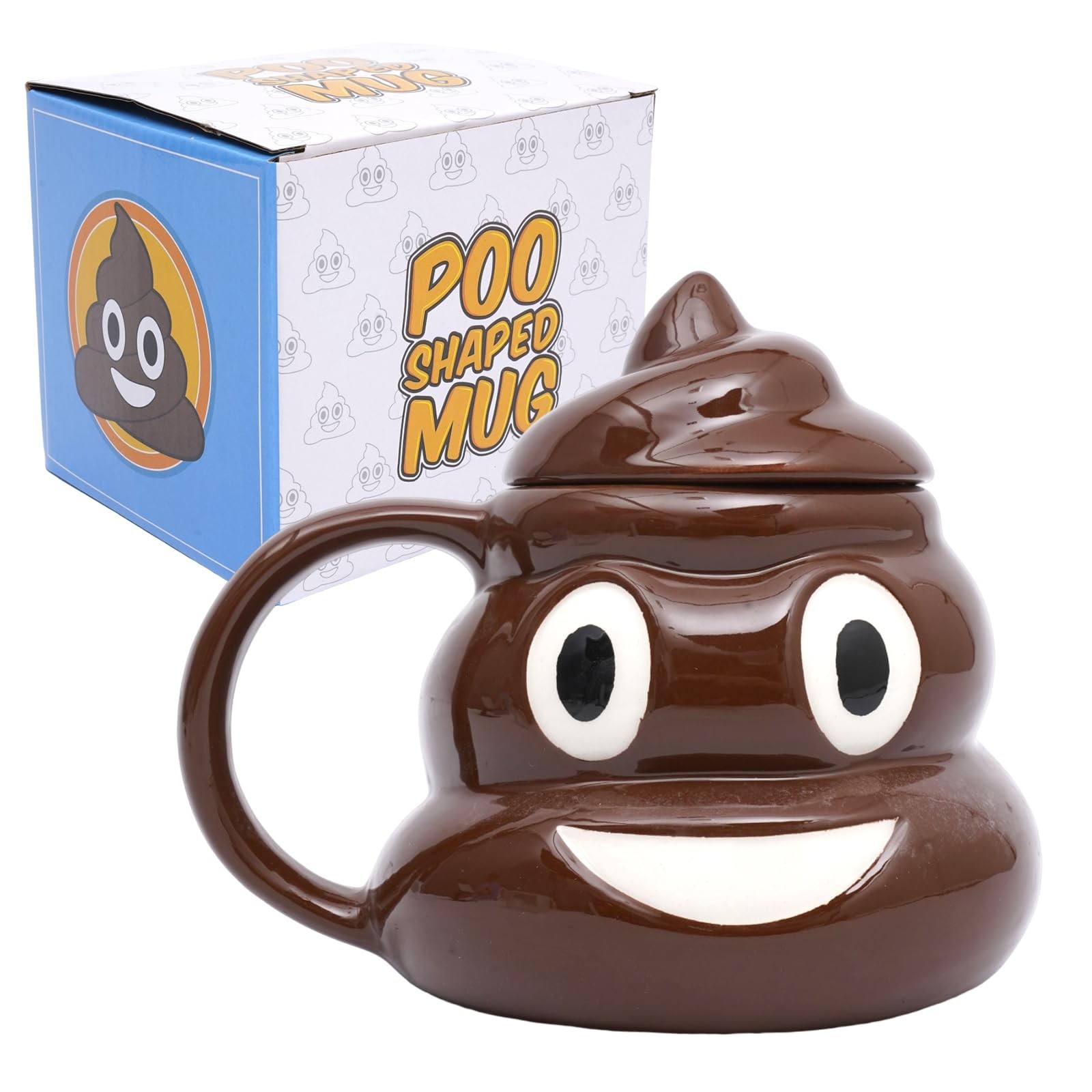 Funny Ceramic Poop Coffee Mugs 16oz - Unique Coffee Mugs with Lid And Handle, Bi