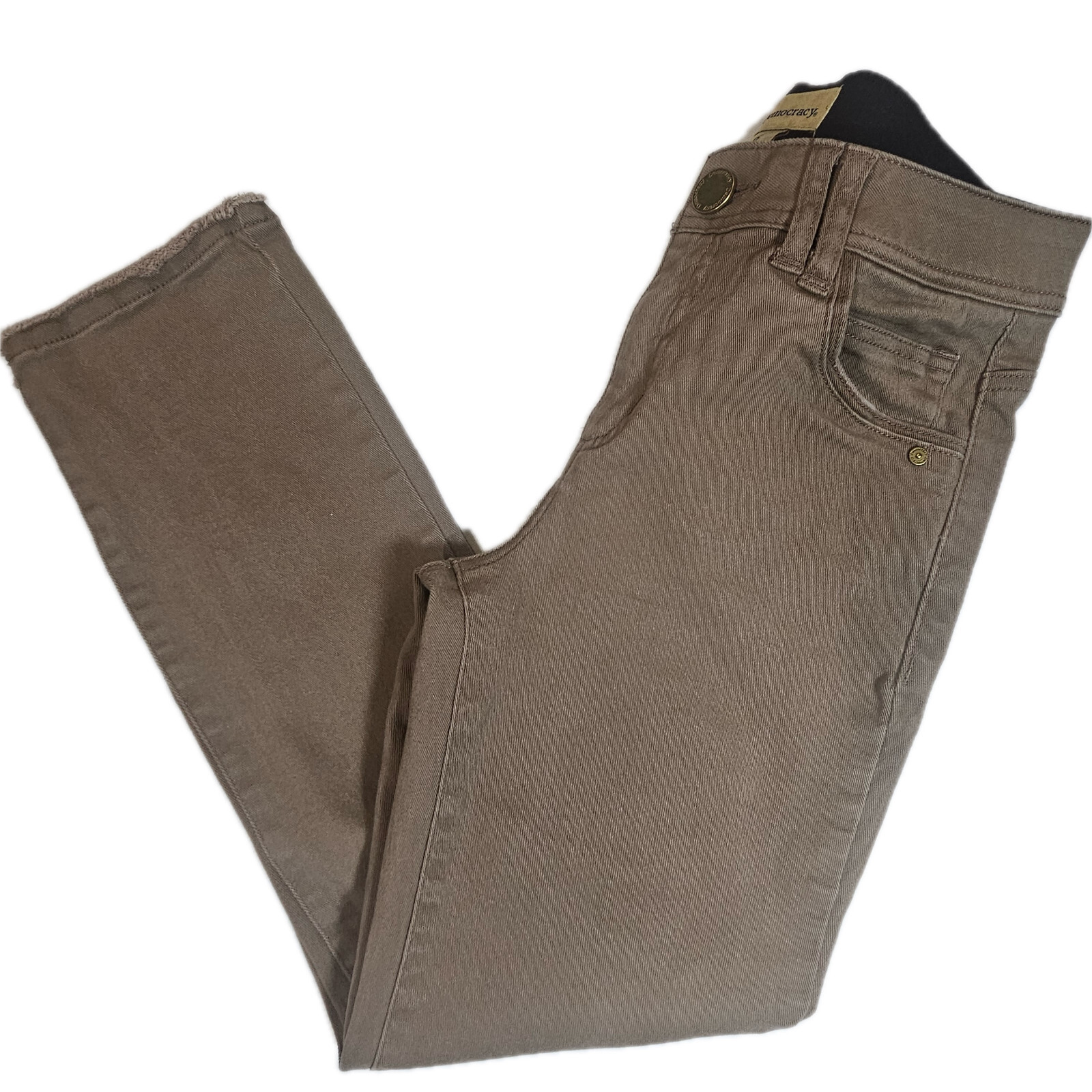 Democracy Ab Technology Jeans Womens 6 Brown Cut-Off Ankle Trendy Fashion Pants