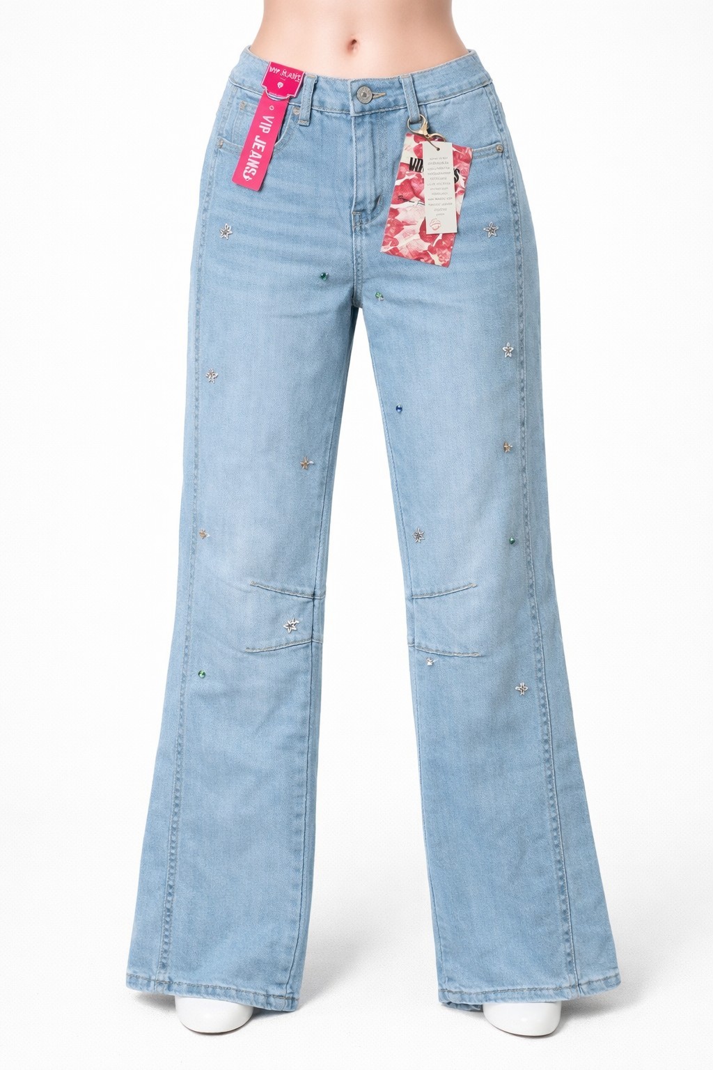 VIP Jeans Light Wash Embellished Women’s Jeans Size 7/28 New with Tags