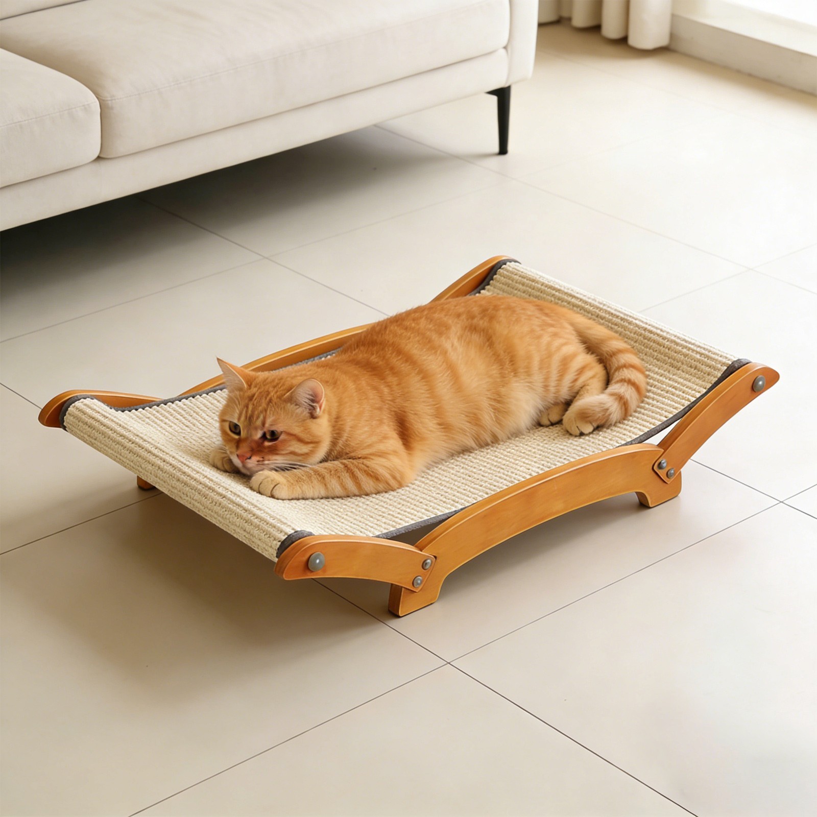 Cat Scratcher Bed, Hammock-style Scratcher, Natural Sisal Cat Scratch Bed