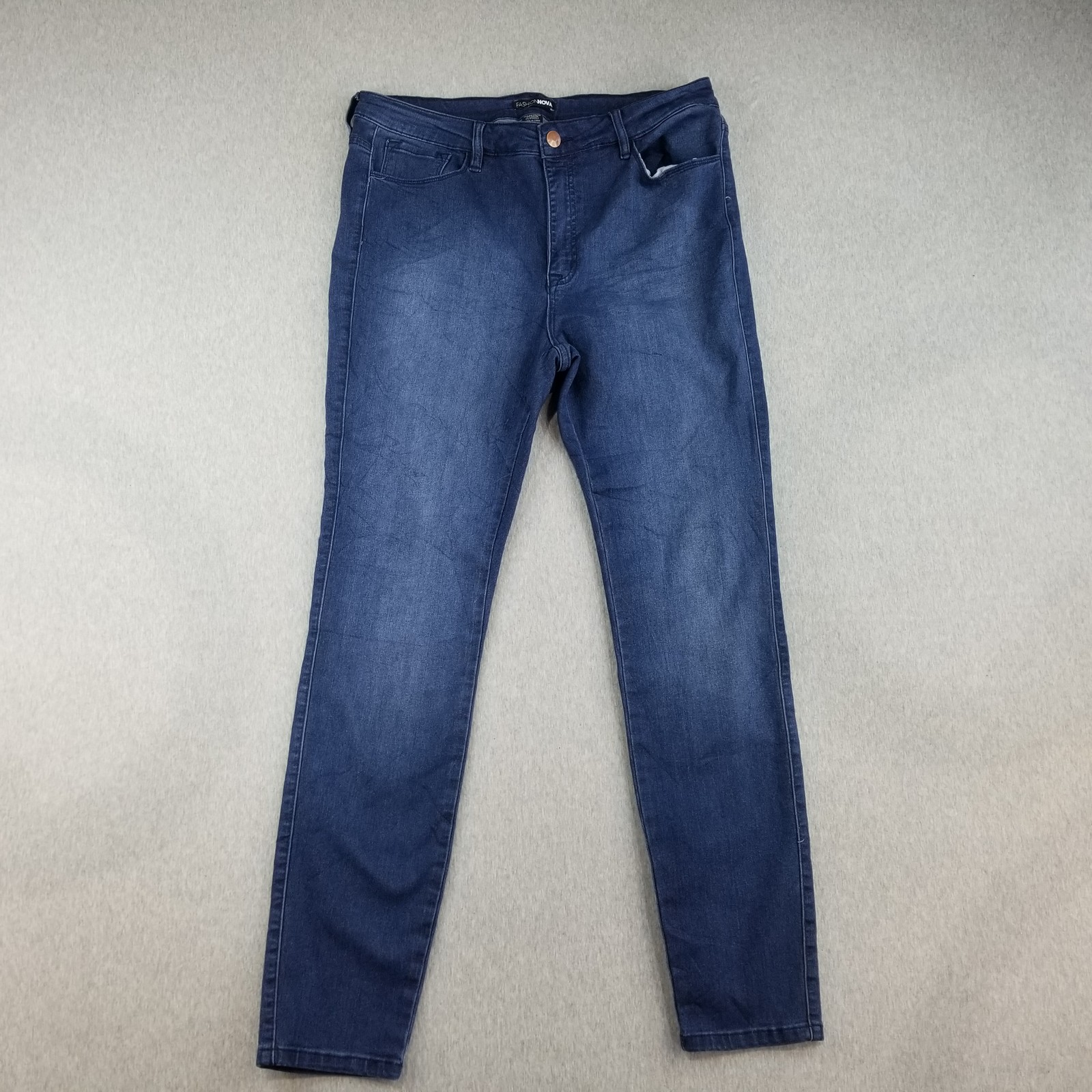 Fashion Nova Jeans Womens Sz 1X Stretch Mat. Dark Wash Normcore Cute Trendy Nice