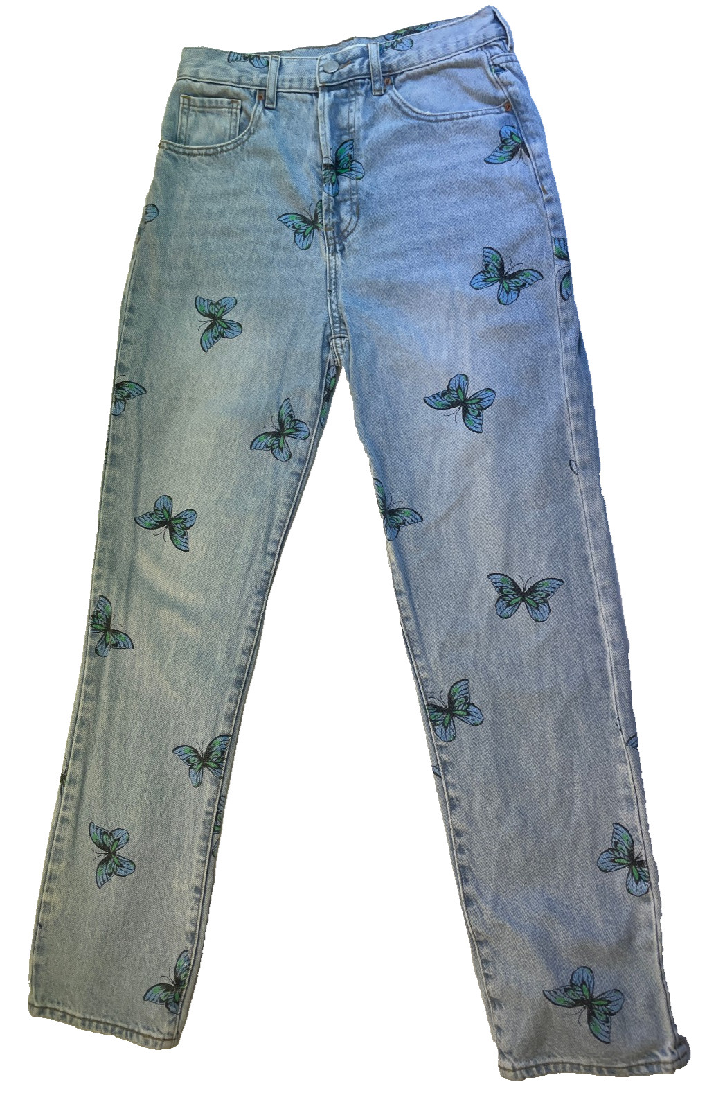 PACSUN Butterfly Dad Jeans Women’s Size 28 High Waisted Straight Y2K Cottagecore