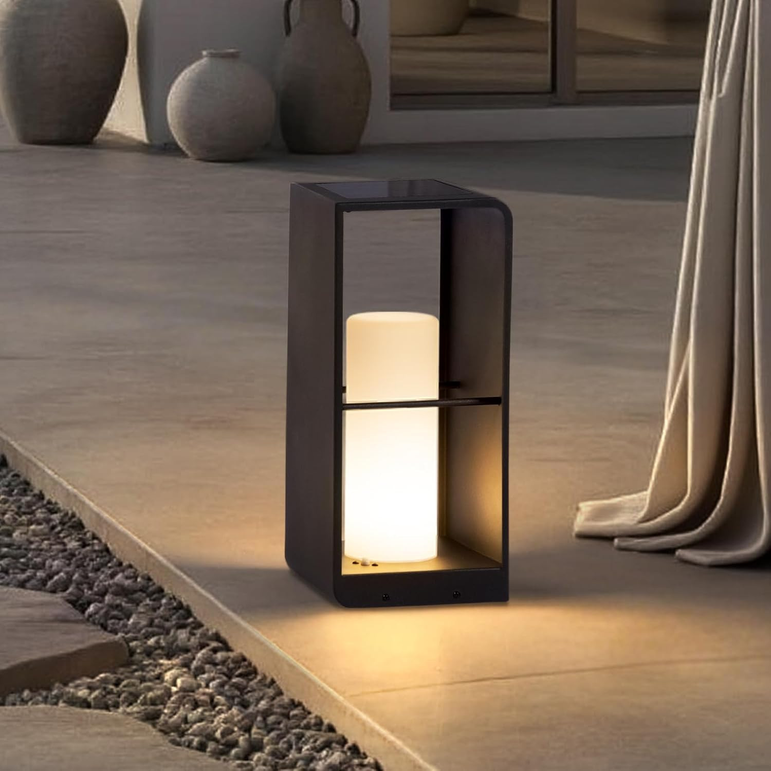 Modern Floor Lamp with Remote, Dusk to Dawn Outdoor Solar Lanterns | IP65 Waterp