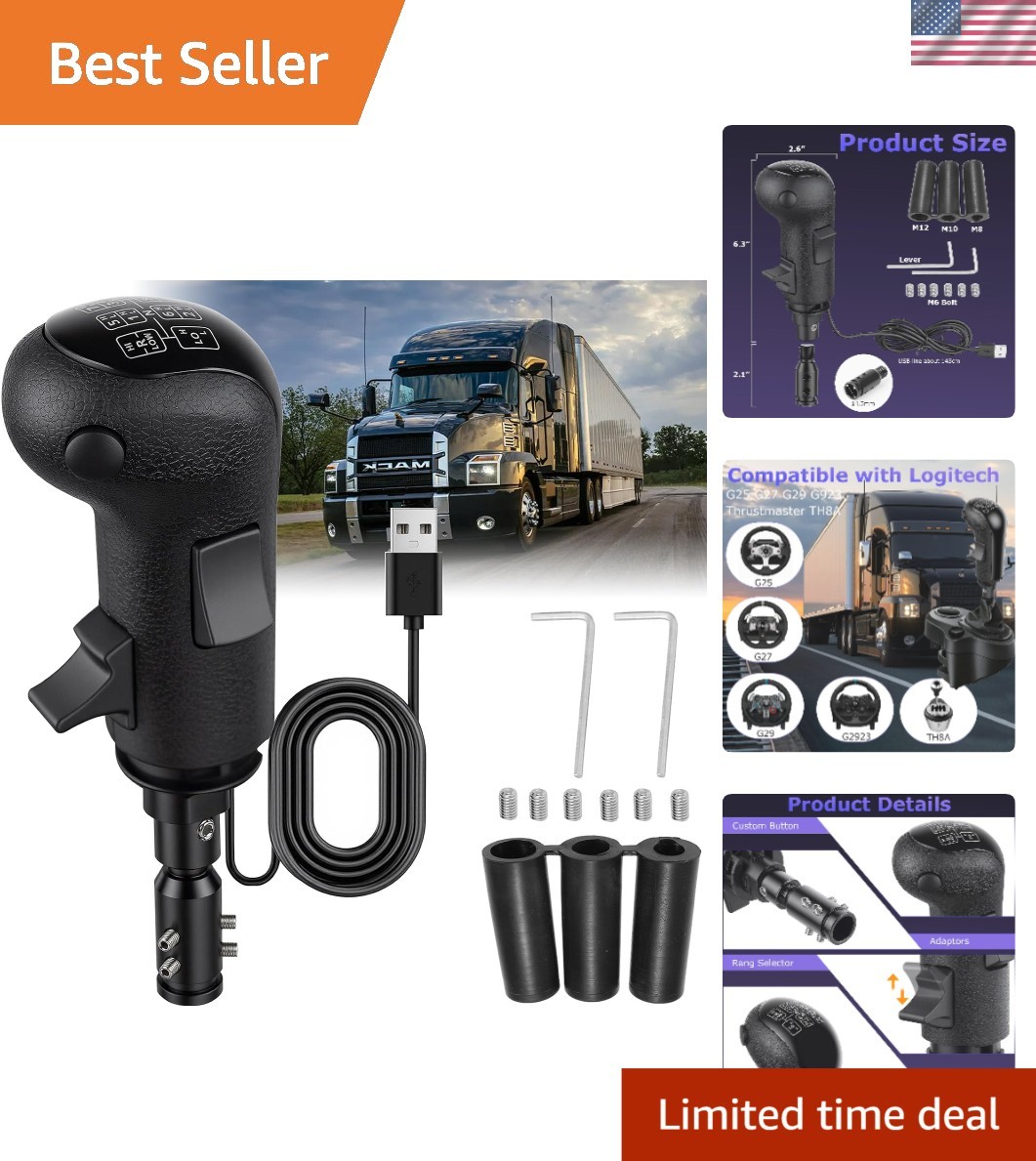 Heavy-Duty 18-Speed USB Truck Shifter for American Truck Simulator - Ergonomic