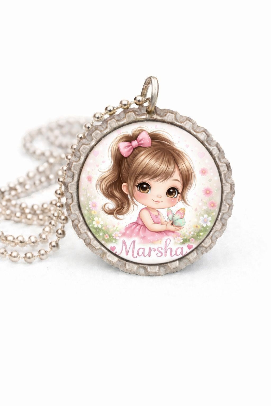 Girl With Butterfly personalized necklace with name of your choice great gift 