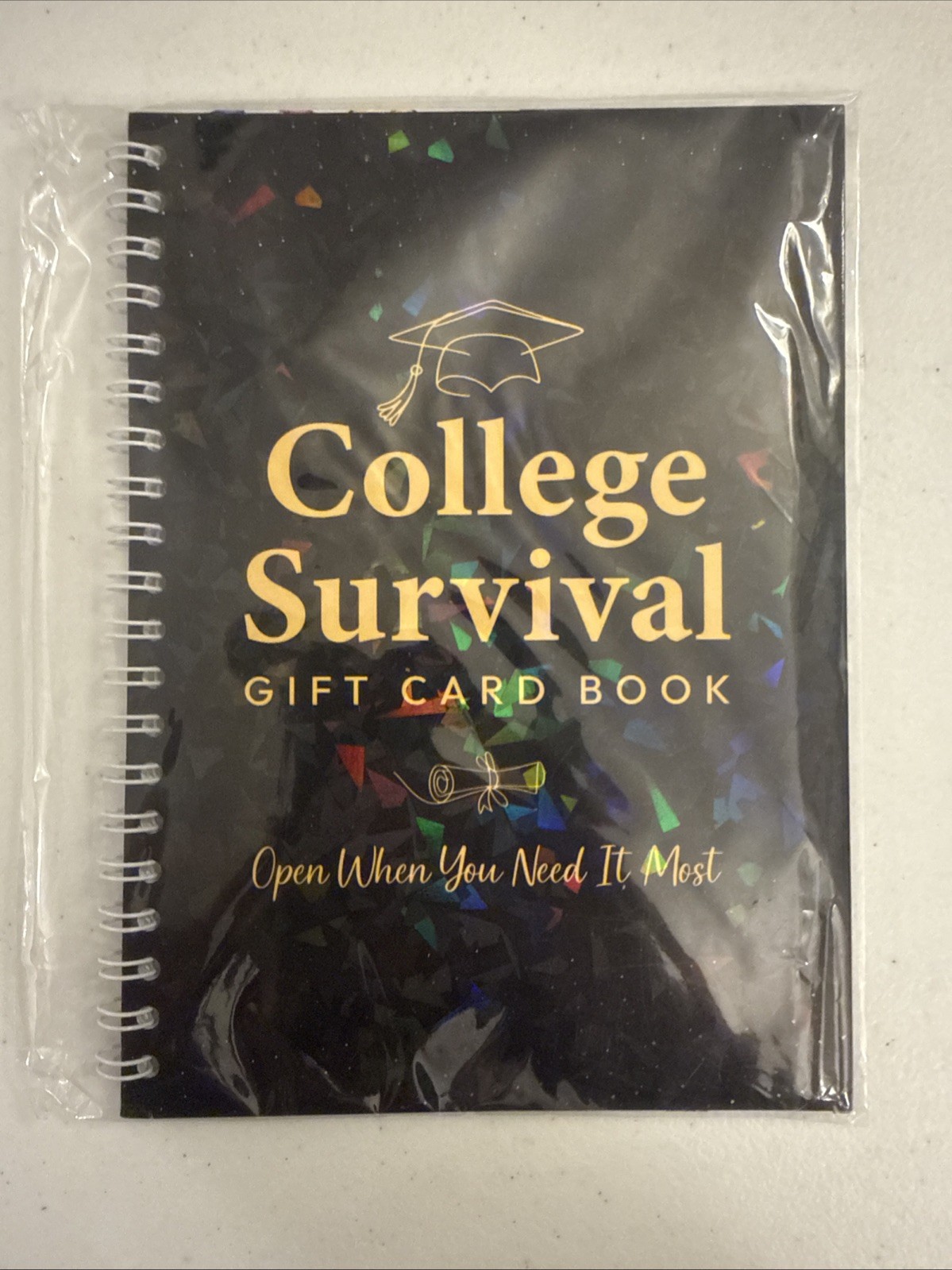1 Pack College Survival Gift Card Book 7x5 Inch Black 2026 Graduation Gift Set