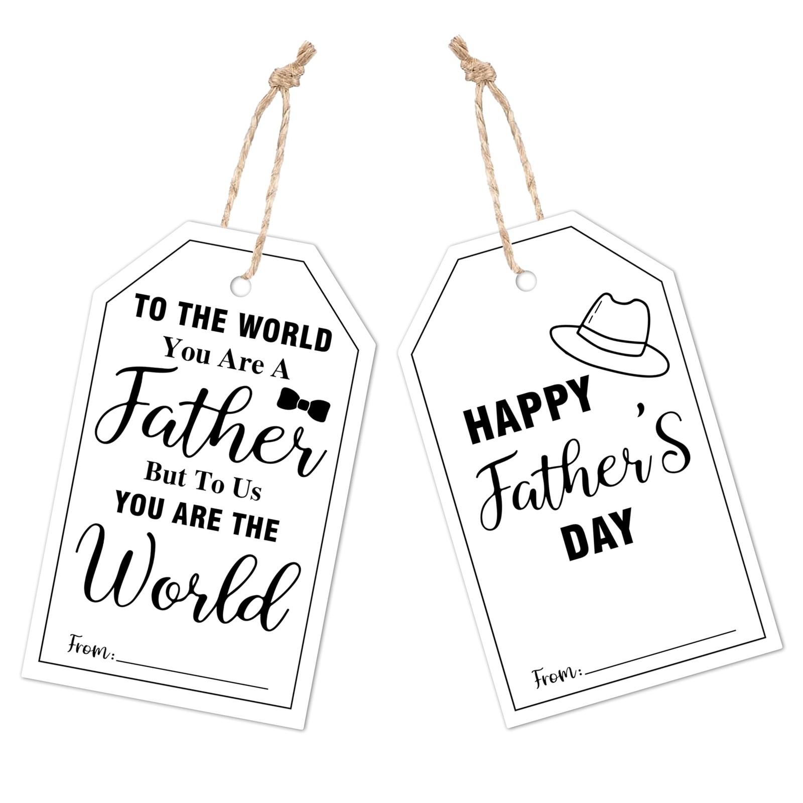 50Pcs Gift Tags for Dad Gift - 2.1"x3.5" Happy Father's Day Tags with String -