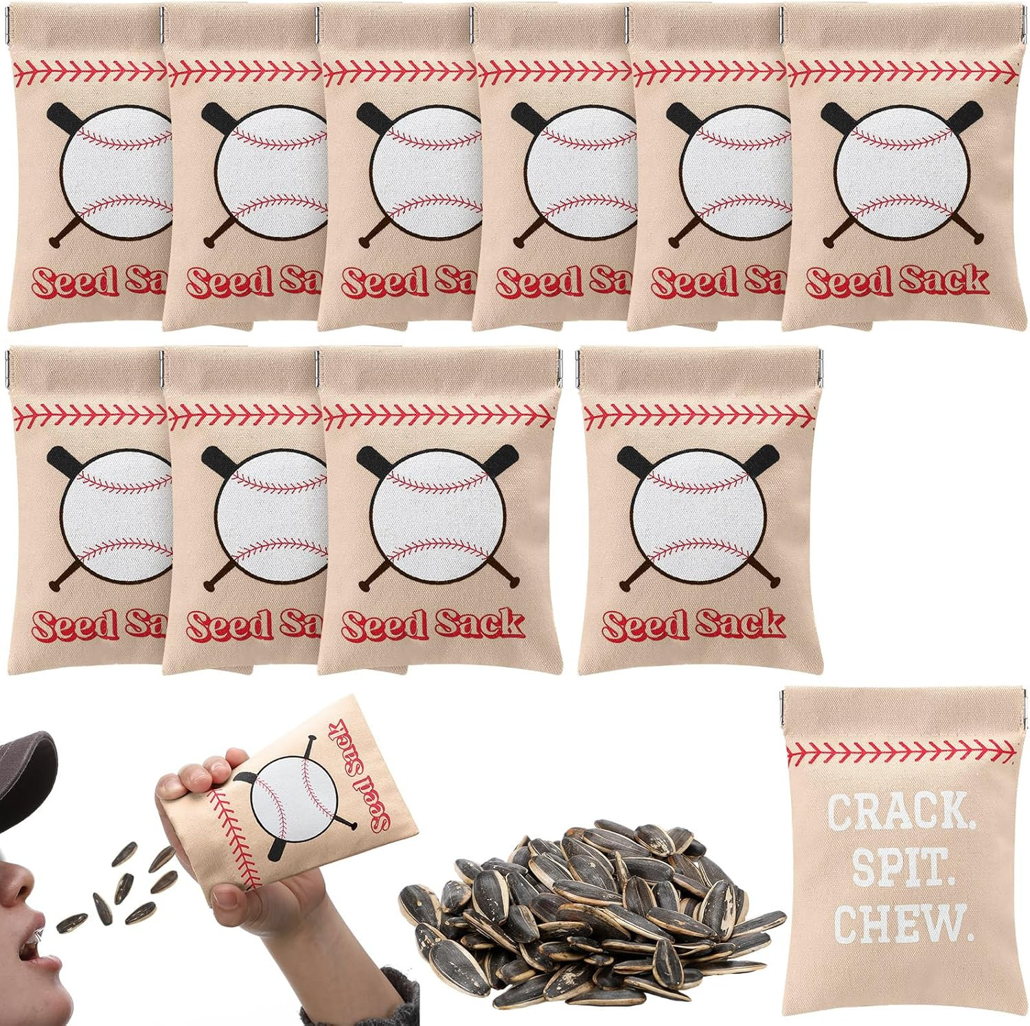 Baseball Seed Sack Bags - Personalized Gift Pouches for Team Events (6 Pcs)