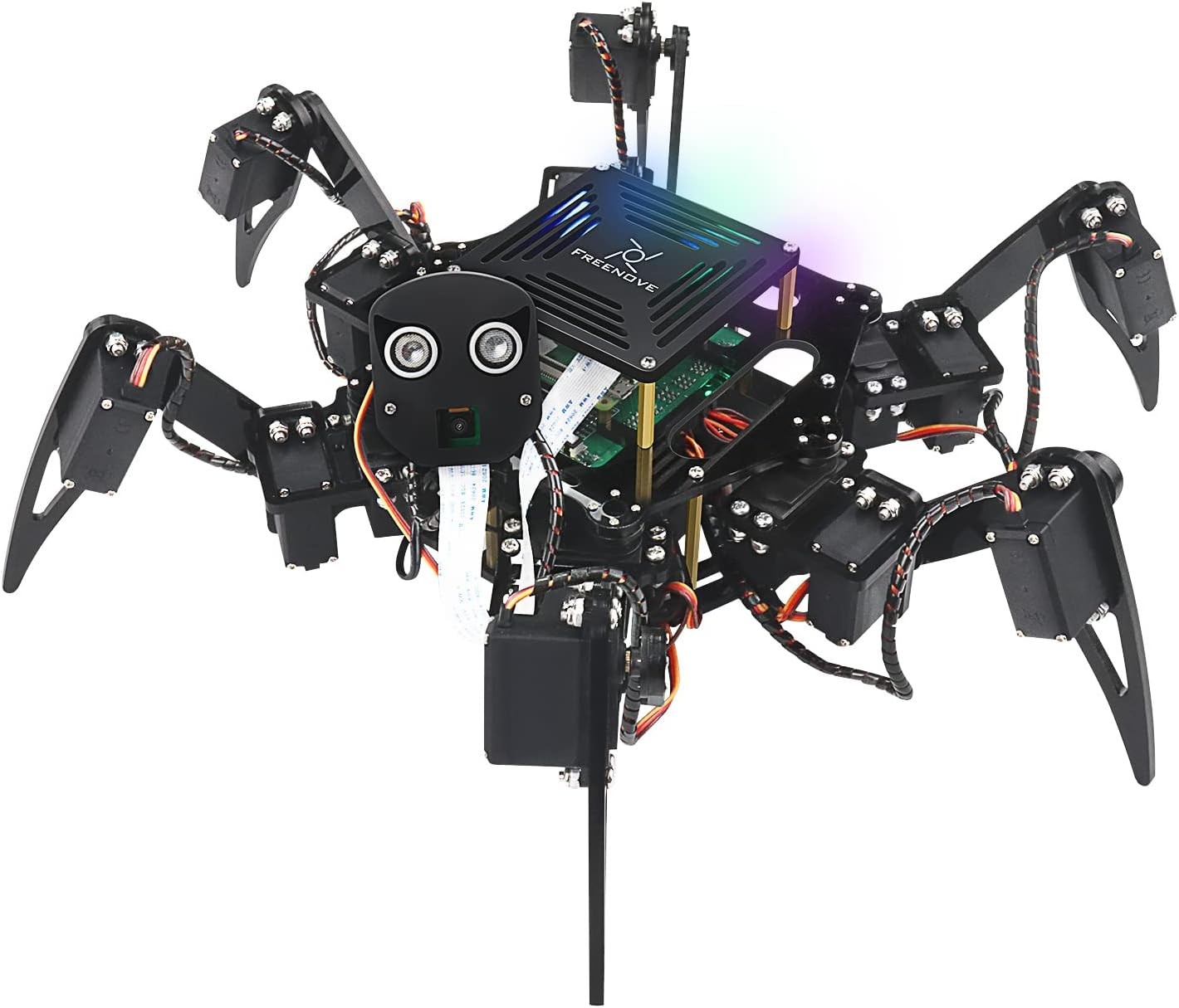 Hexapod Robot Kit Raspberry Pi Walking Self Balancing Camera App Control Black