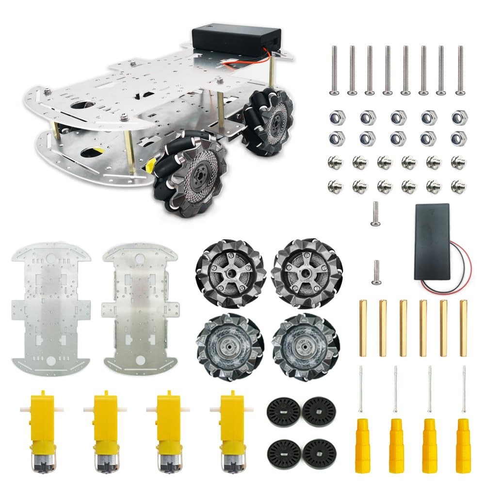 DIY Mecanum Wheel Car Kit with Metal Chassis and TT Motor Smart Robot 4WD Omn...