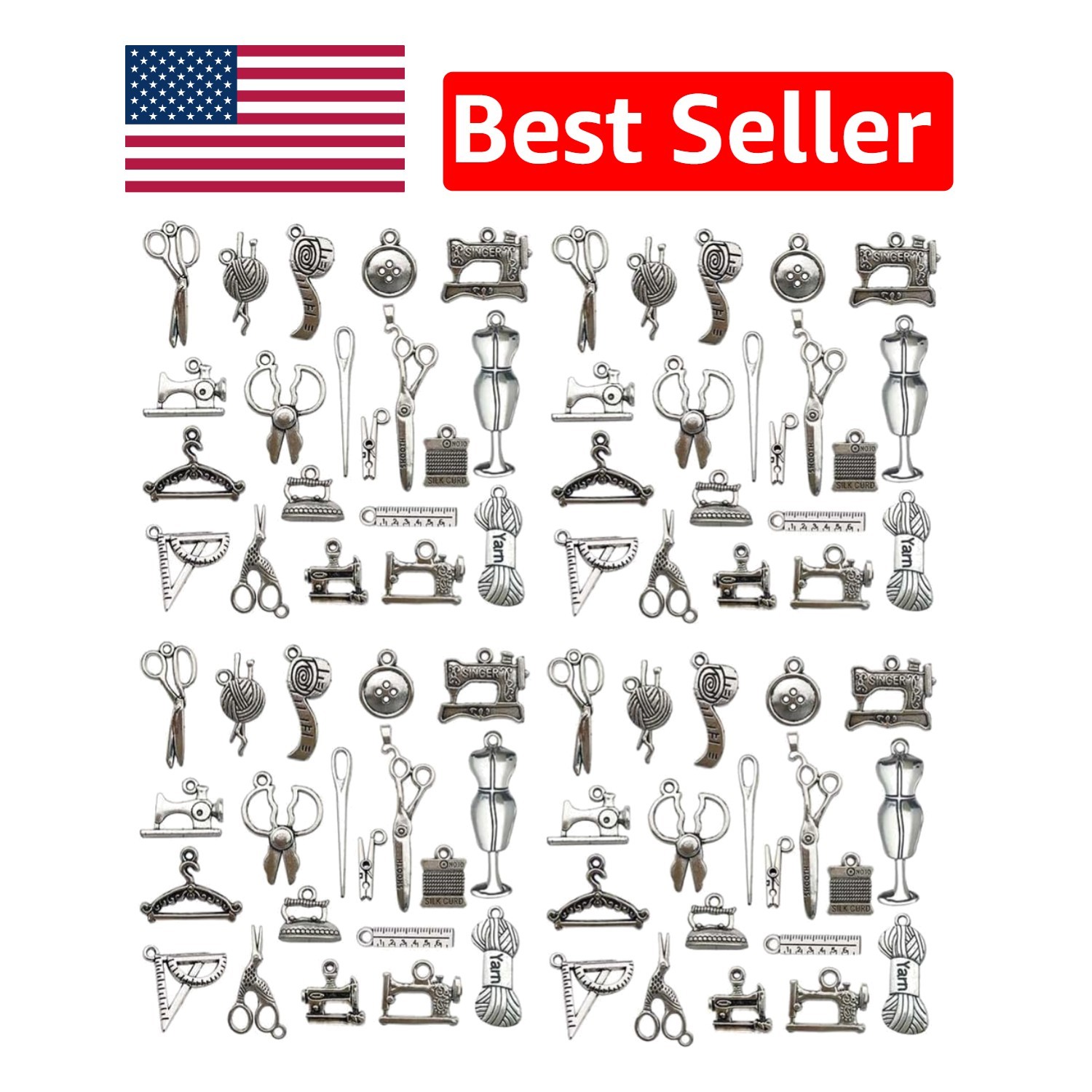 120 Vintage Alloy Sewing Charms for DIY Jewelry Creation - Unique Gift Idea