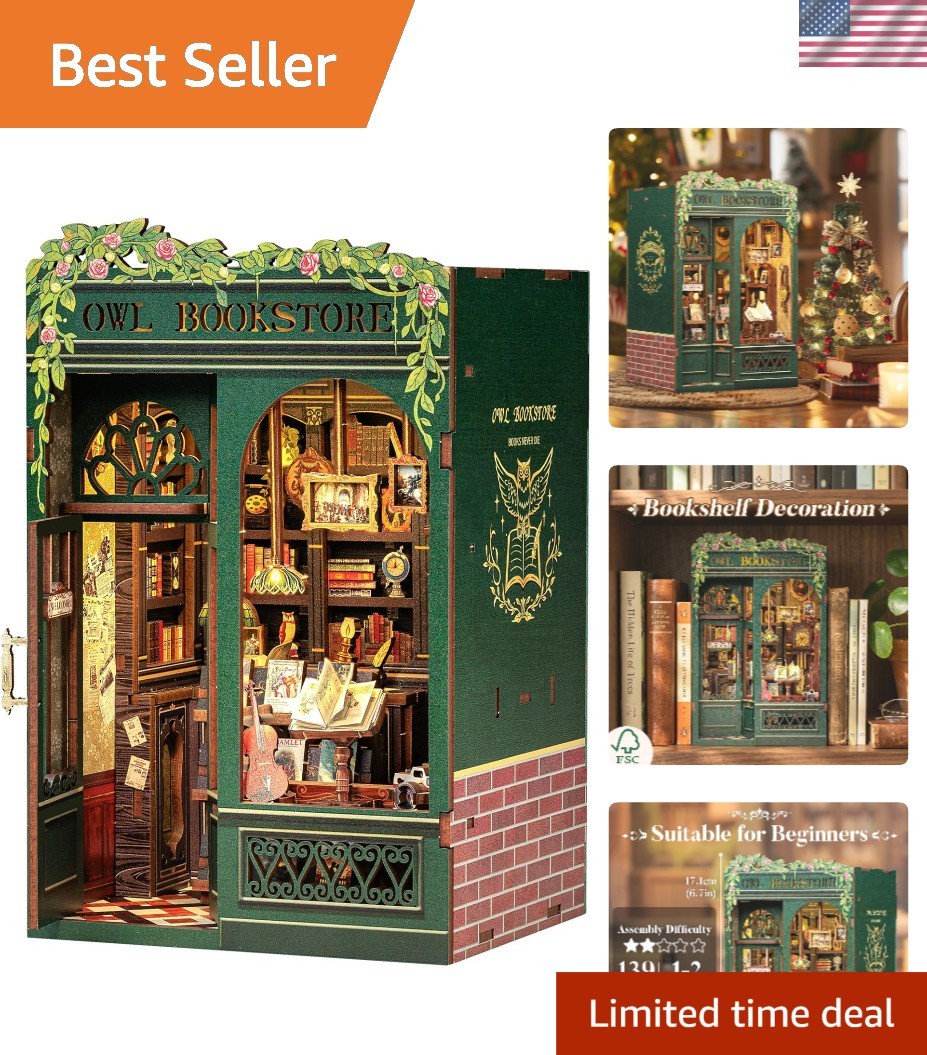 3D Wooden Puzzle Book Nook Kit - Charming Owl Library for Unique Gift Giving
