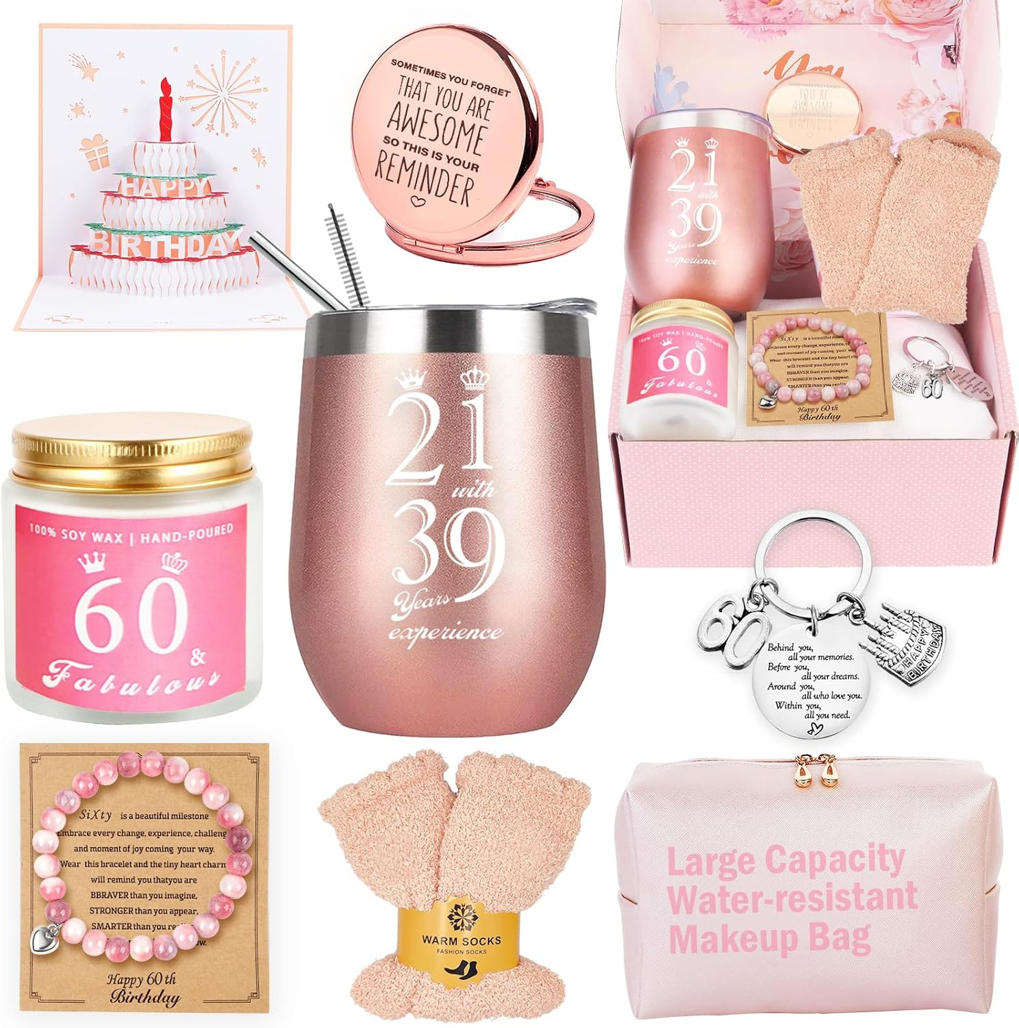 60Th Birthday Gifts for 60 Year Old Women, Unique Gift Set for Her Mom | with Mu