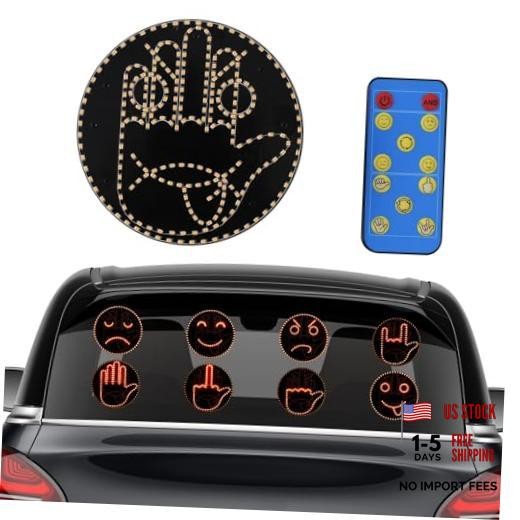 4 Emojis and 4 Gestures Middle Finger Car Light with Remote, Road Rage LED
