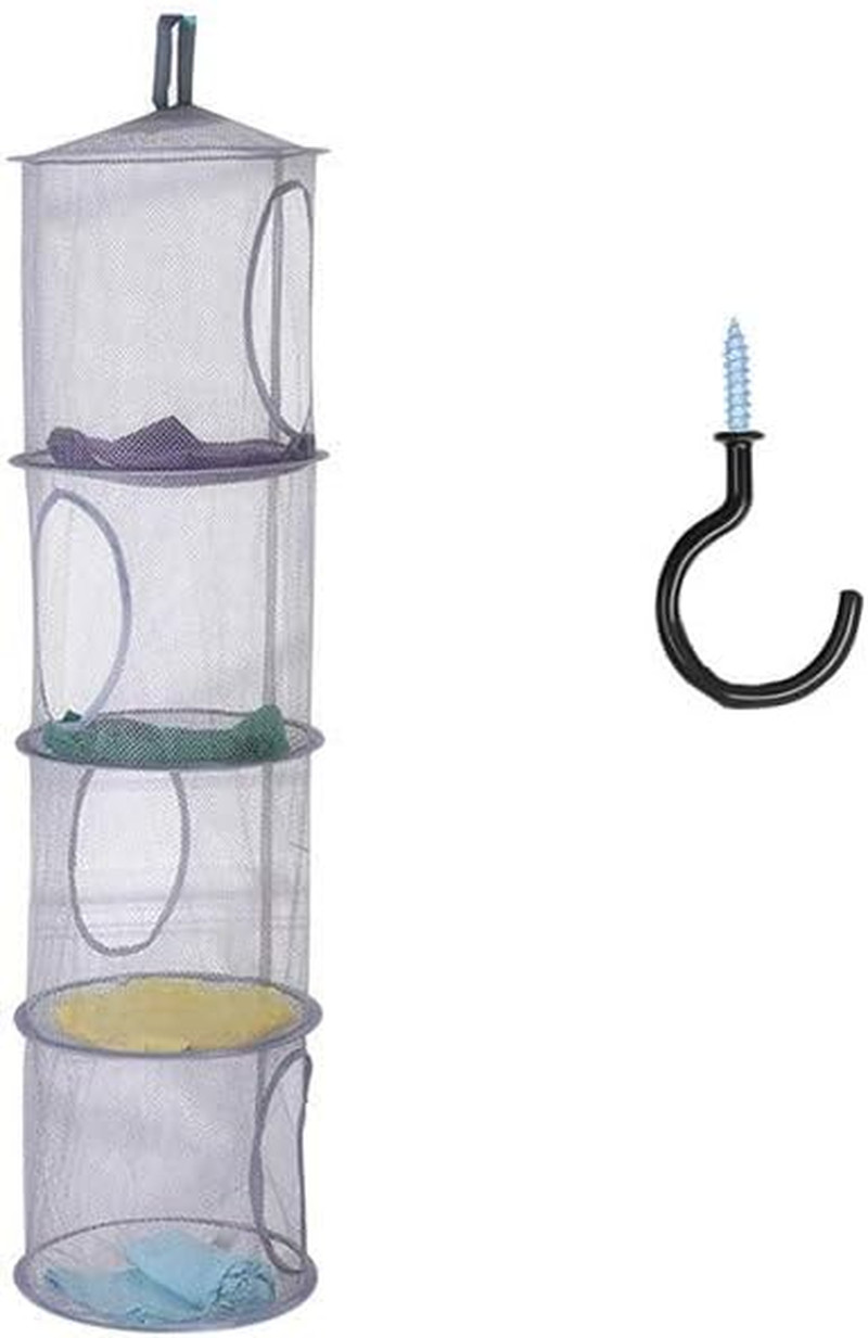 4 Tier Hanging Mesh Storage Organizer Basket – Toy Storage for Stuffed Animals H