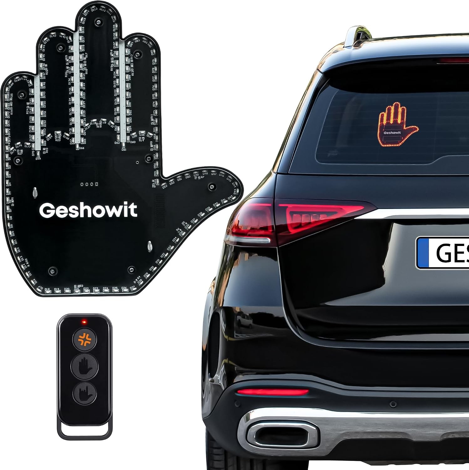 Car Finger Light LED Hand Gesture Sign with Remote Control Funny Truck Accessory