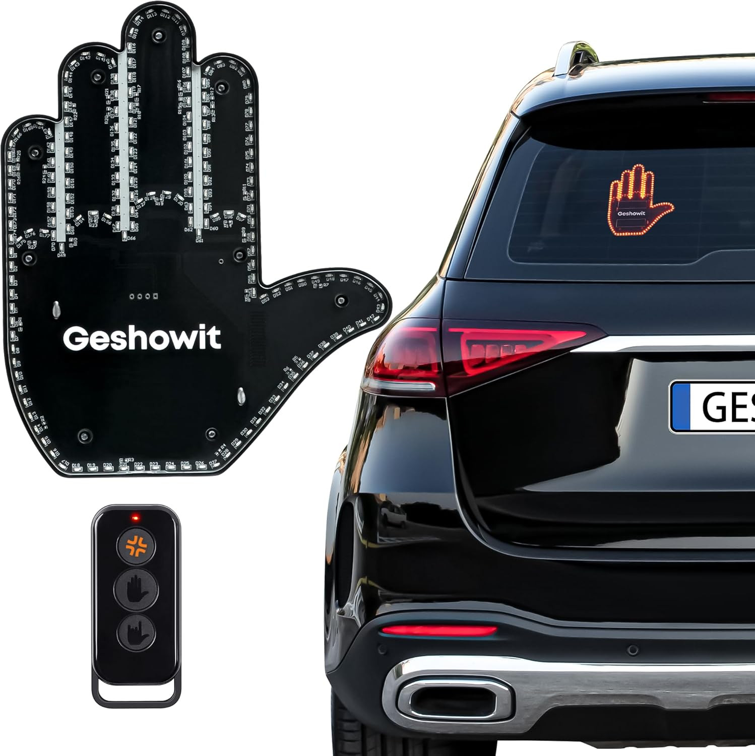 Car Accessories for Men, Car Finger Light with Remote - Give the Bird & Wave & L