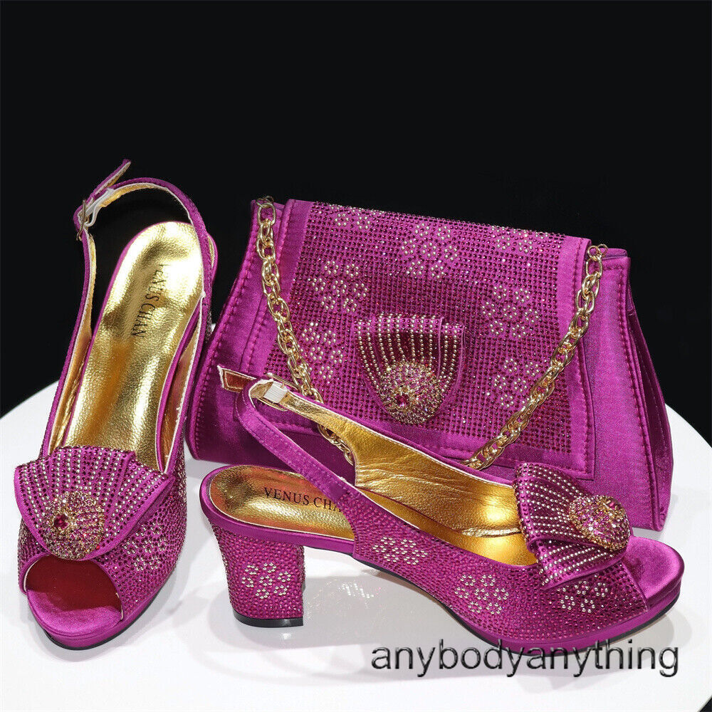 Shoes and Bag High Heels 6.5 CM Italian Design Luxury Rhinestone Matching Women
