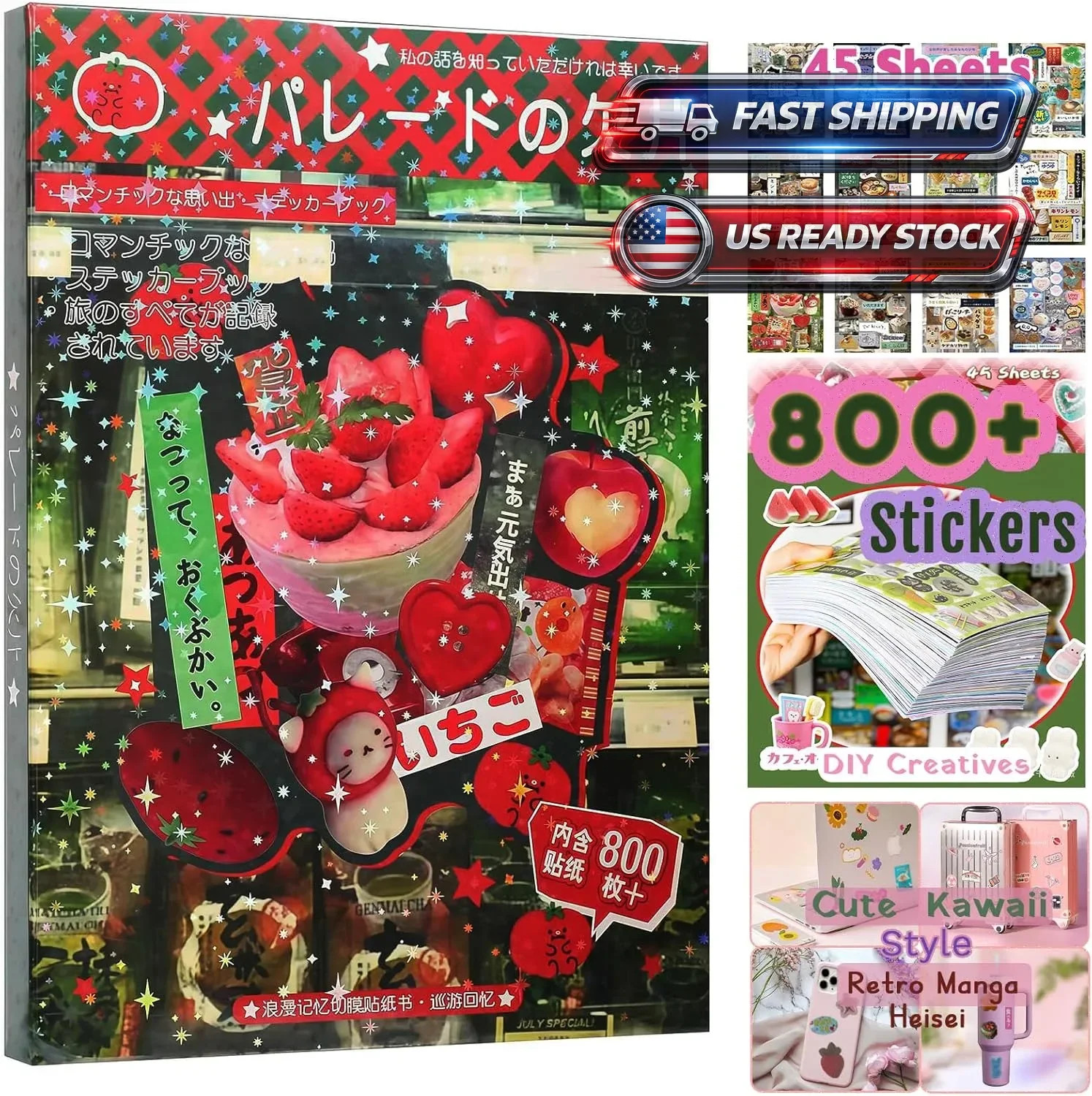 800Pcs Cute Scrapbook Stickers Travel Japanese Sticker Book for Adult Kawaii ...