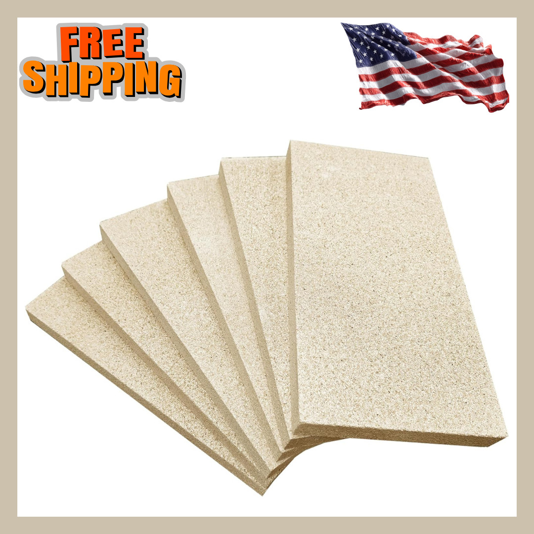 6 Pack 9x4.5x3/4 Inch Fire Bricks for Wood Stove High Temp Vermiculite