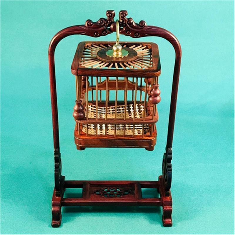 Chinese Rosewood Grasshopper Cricket Cage Small Animal Cage Pet Home Decor