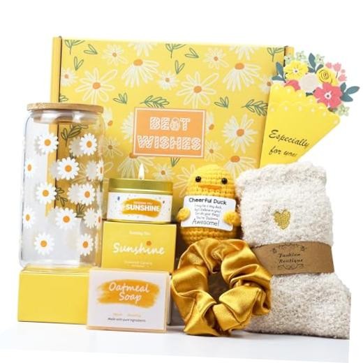 Gift Baskets for Women, Unique Birthday Gifts for Women Friendship | Yellow