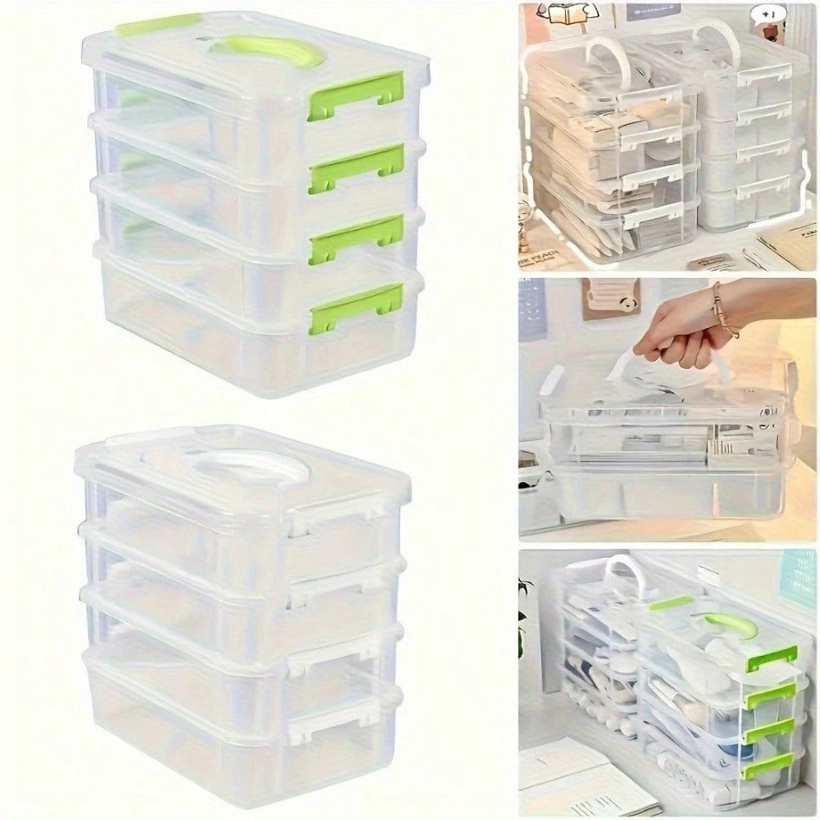 Cozy 4 Layer Transparent Storage Box Stackable Large Capacity Organizer For Home