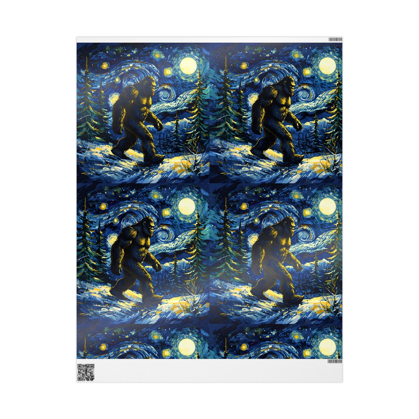 Bigfoot Starry Night Wrapping Papers, Unique Gift Wrapping