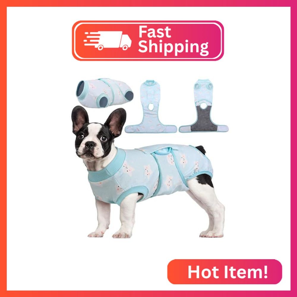 Kuoser Recovery Suit for Dogs Cats, Soft Dog Surgery Suit Female Male Spay