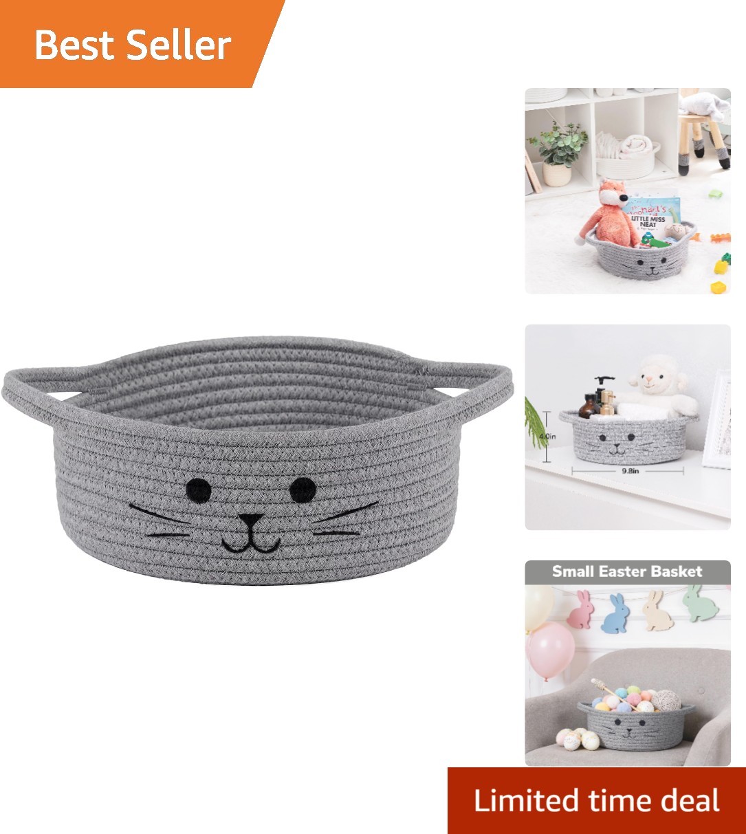 Soft Cotton Storage Bin with Handles - Perfect for Nursery or Living Room Decor