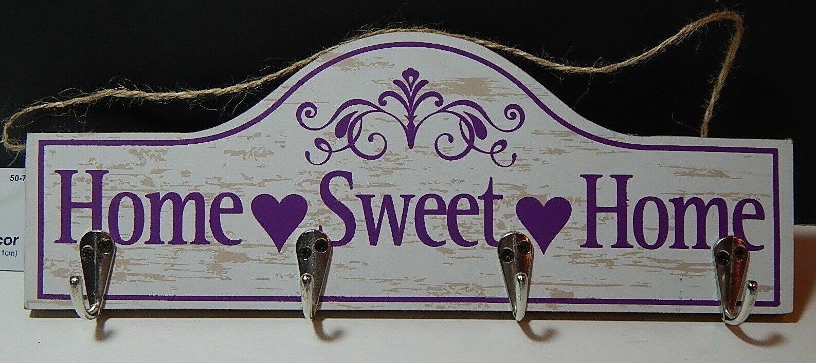 Home Sweet Home Distressed Hanging Or Mount Wood Wall Rack Home Decor 4 Hooks