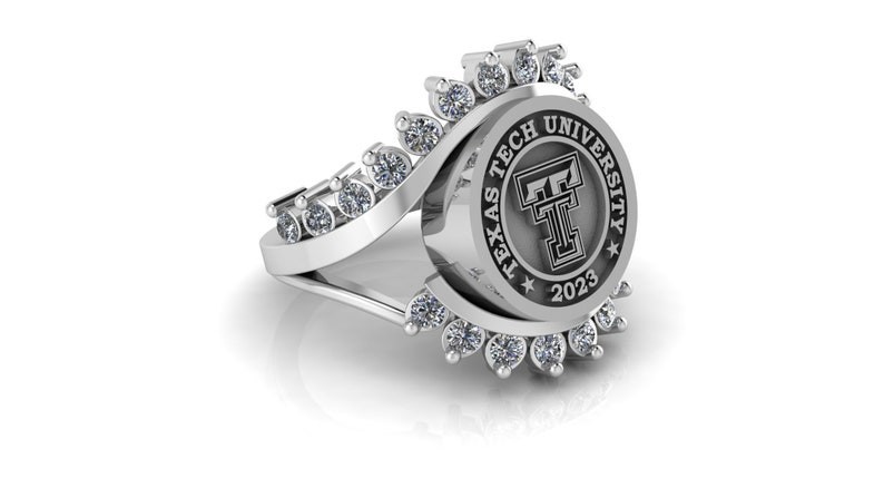 925 Sterling Silver Texas Tech University Ring w/ CZ Stones | Class of 2023 Gift