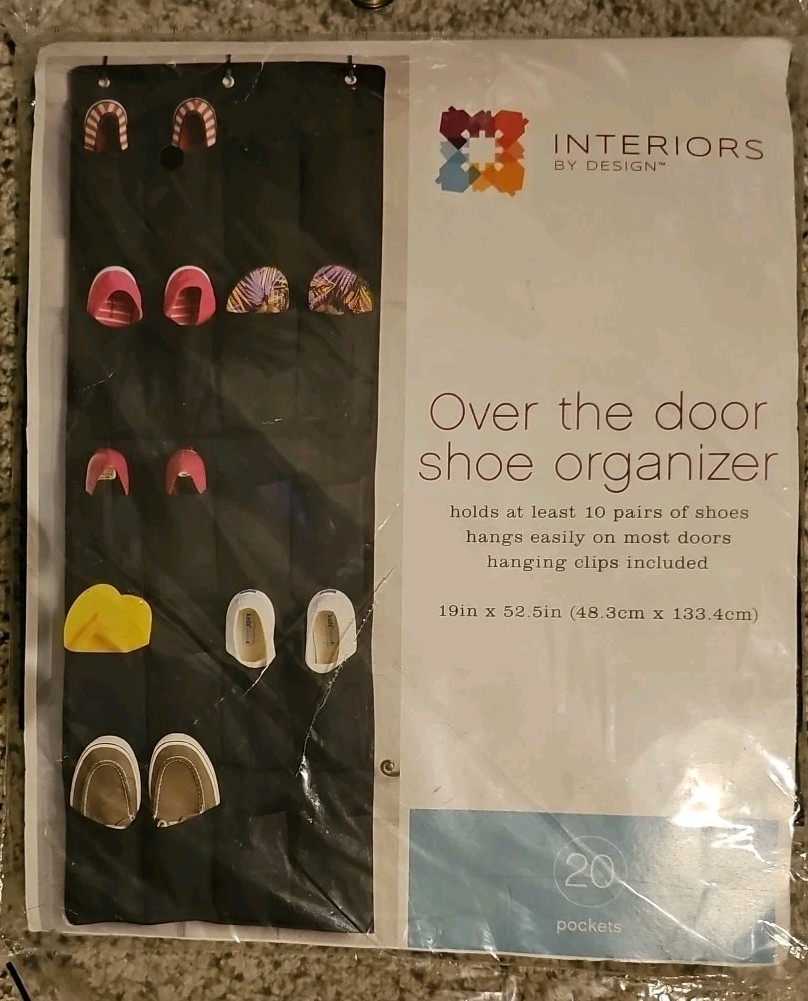 INTERIORS BY DESIGN OVER THE DOOR SHOE ORGANIZER 52”T X 19”W NEW IN ORIGINAL PKG