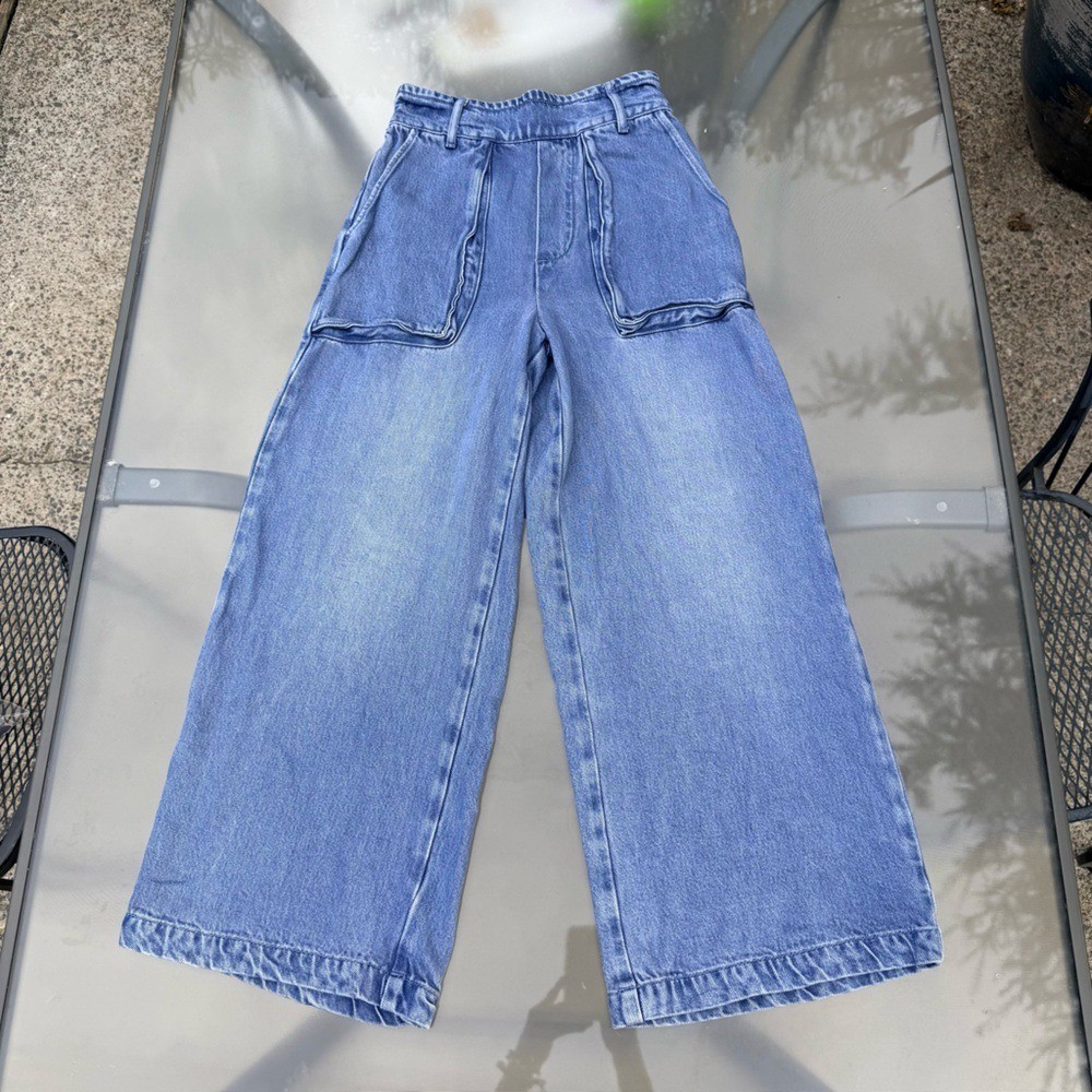 Young Fabulous and Broke Wide Leg Blue Jeans for Women - High Waist Casual Style