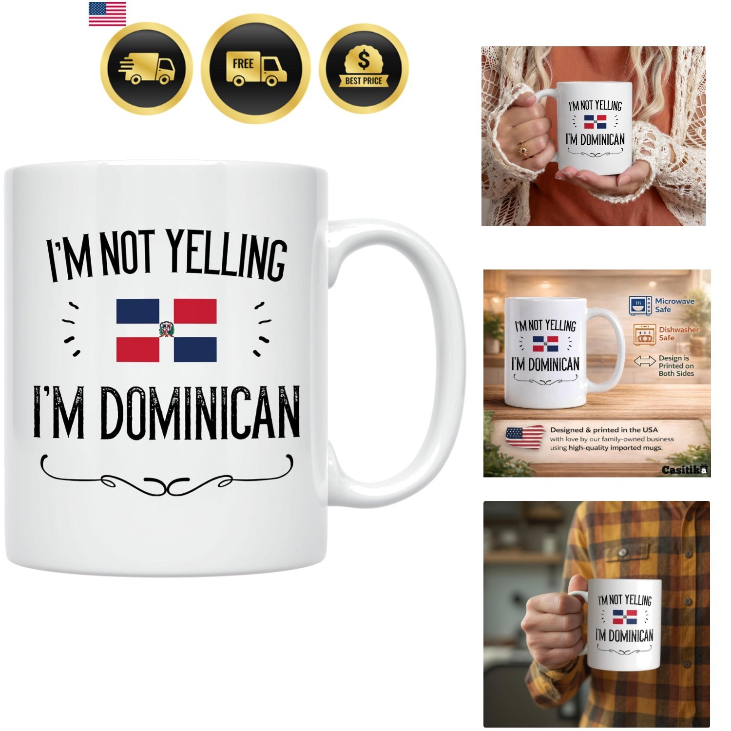 Funny Dominican Republic Gifts. I'm Not Yelling I'm Dominican | 11 Oz Ceramic...