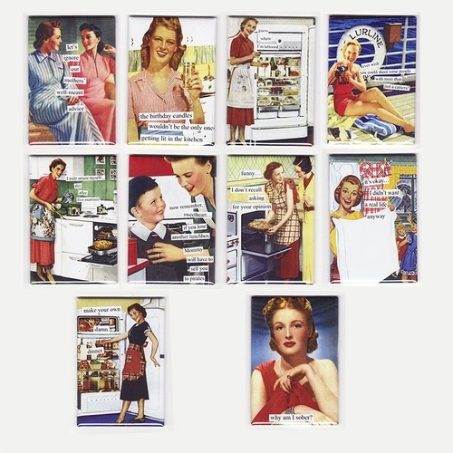 ANNE TAINTOR FRIDGE MAGNETS (postcard napkins mug retro funny mom drunk sassy)