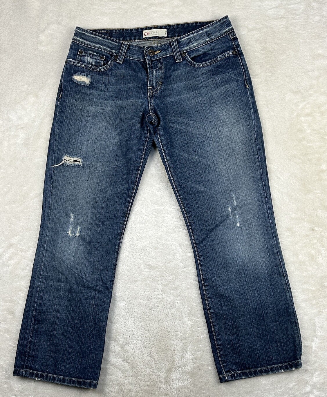 BKE Jeans Women's 29×27 Blue Star Flare Blue Denim Distressed Boho Casual Style