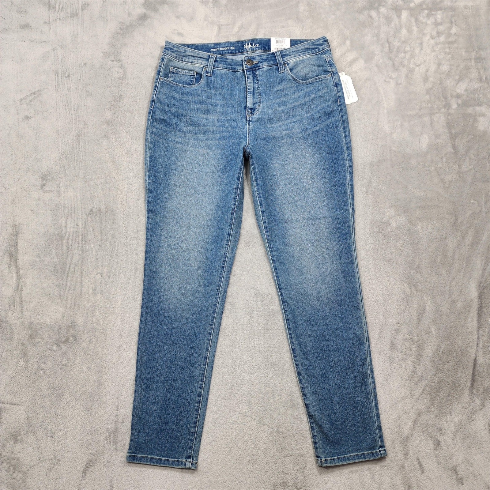NEW Style&Co Jeans Womens 12 Blue Mid Rise Curvy Skinny Leg Stretch Denim Casual