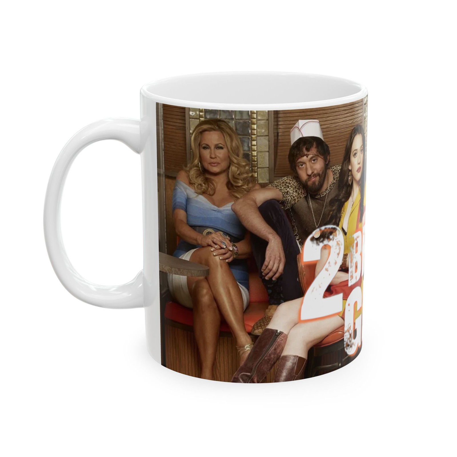2 Broke Girls 11oz Ceramic Mug, TV Fan Gift, Funny Coffee Cup, Pop Culture Lover