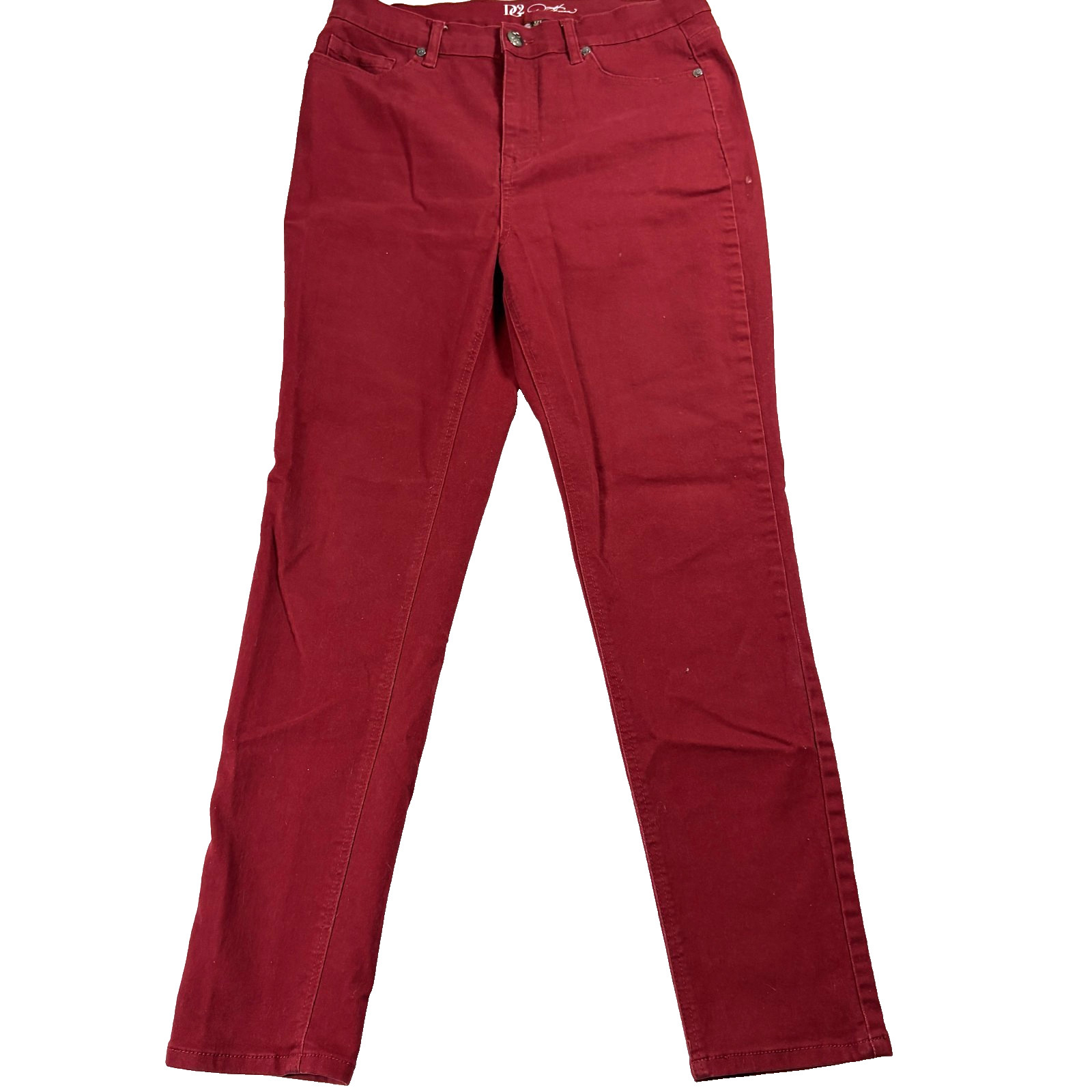 D2 Skinny Jeans Womens Size 12 Burgundy Stretch Mid Rise Casual Style Denim Fit!