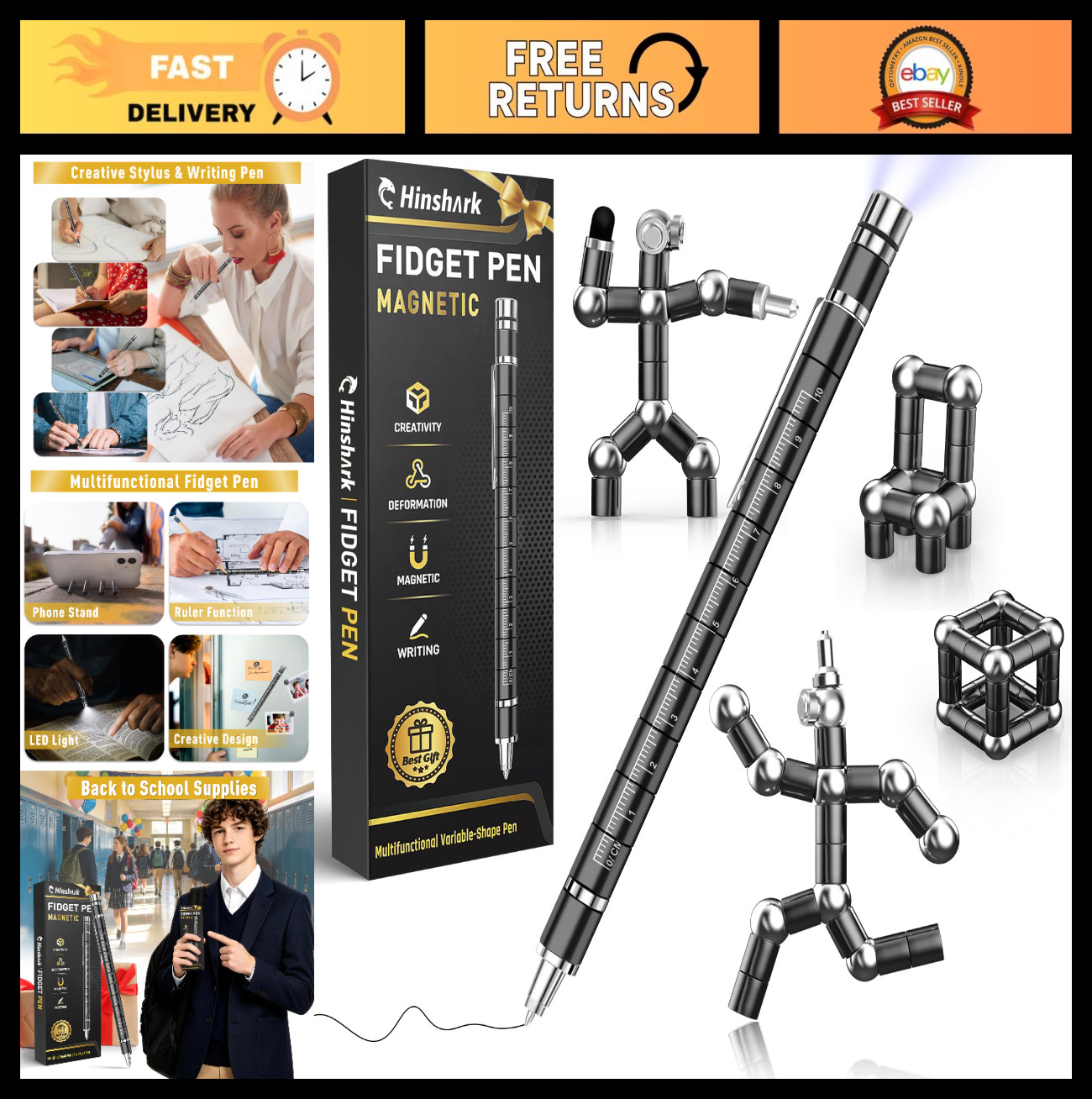 Fidget Pen for Men - Cool Multifunction Gadget, Perfect Gift for Birthdays & Sch