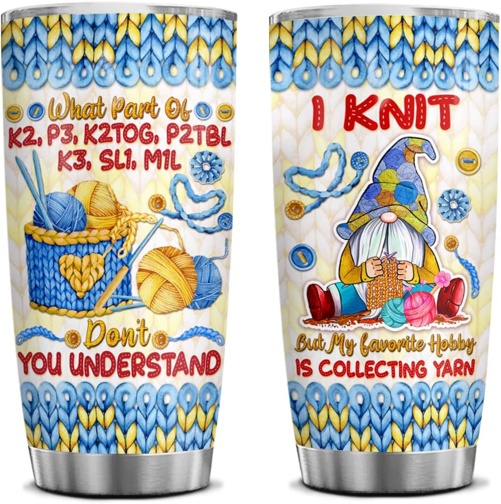 Knitting Gnomes Stainless Steel Coffee 20Oz Tumbler Funny Gifts Ideas Christmas