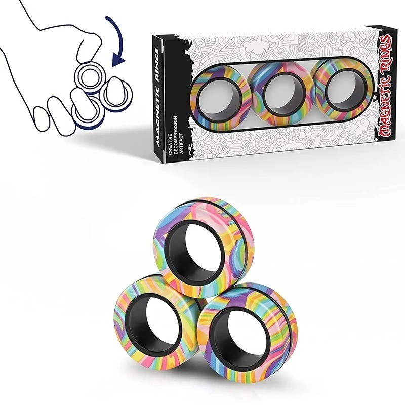 Magnetic Rings Fidget Toy Pack Gifts for Teen Boys Party Favors Cool Gadget for 