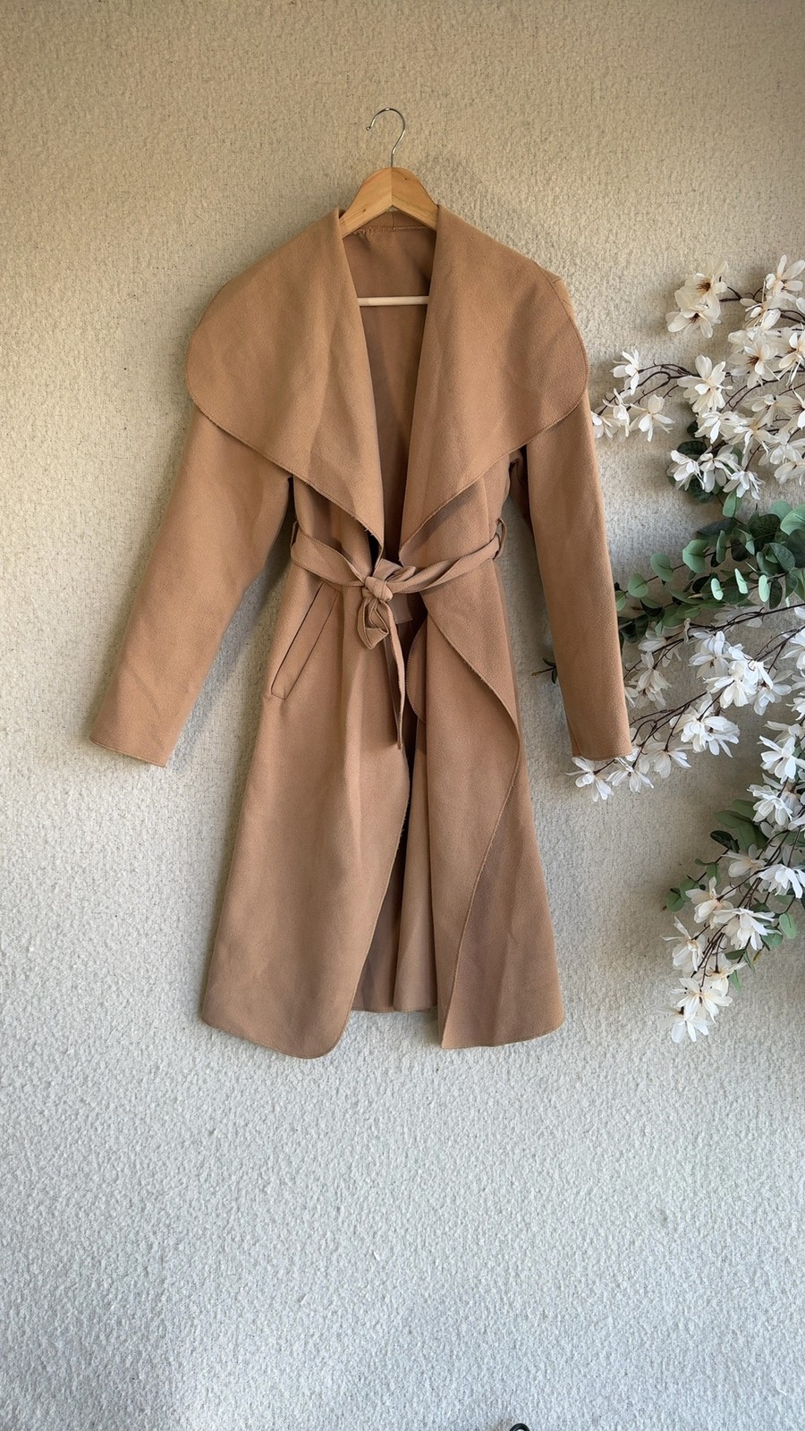 Wrap Belted Coat Polyester Elastane UK Size Other Stylish Warm Outerwear