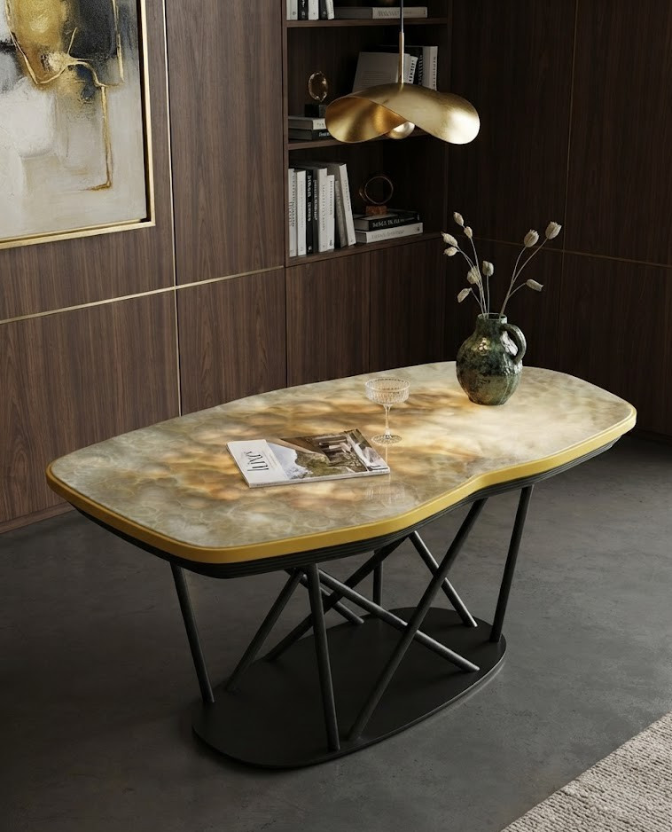 Luxury Honey Onyx Table | Handmade Natural Stone Coffee Table | Home Decor Piece