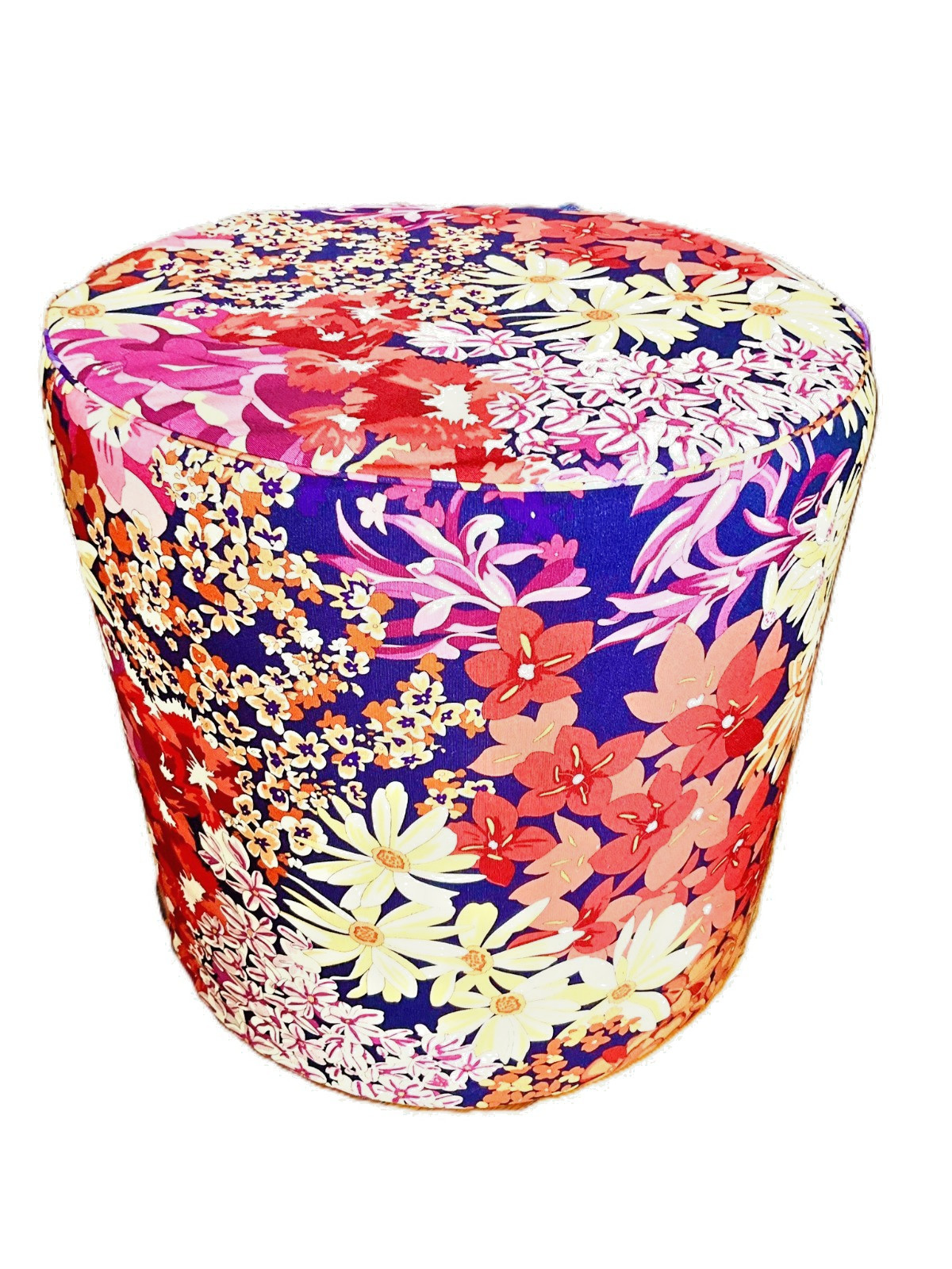 Missoni Home Floral Ottoman Pouf Round Accent Stool Designer Italy
