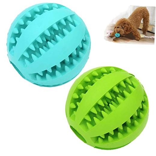 Sunglow 2 Pack Dog Toy Ball，Nontoxic Bite Resistant Teething 2 in Blue/Green